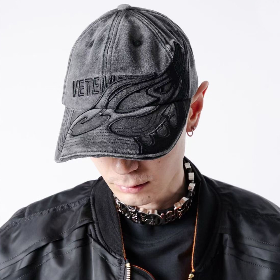 NIGO Vetements Men's Women's Spring And Autumn Flame Logo Pattern Cotton Baseball Cap Casual Gray Duck Tongue Hat Ngvp #nigo9323