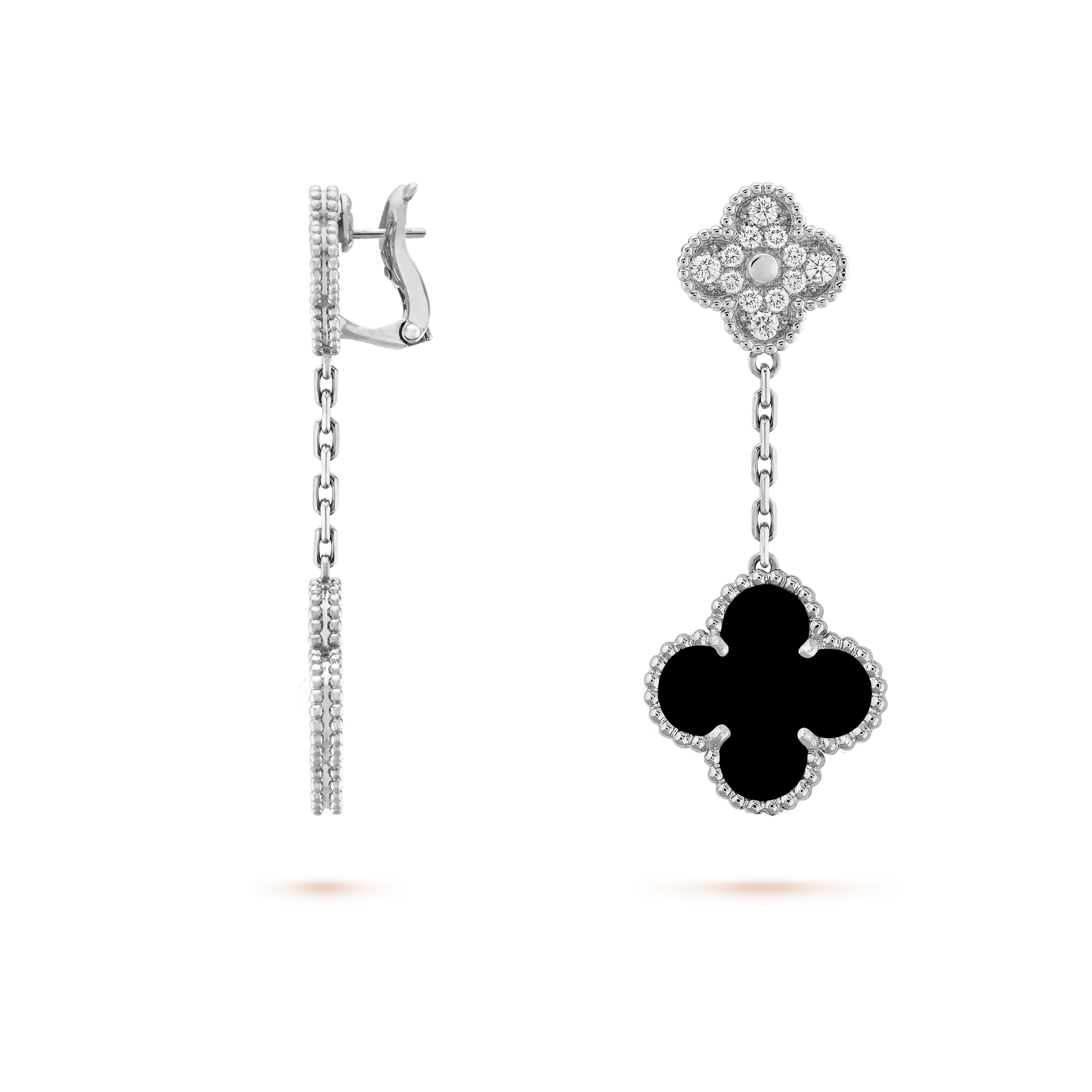 NIGO Van Cleef&Arpels Women's Fashion Black Agate Clover V Gold Material Magic Alhambra Earrings Jewelry #nigo71633