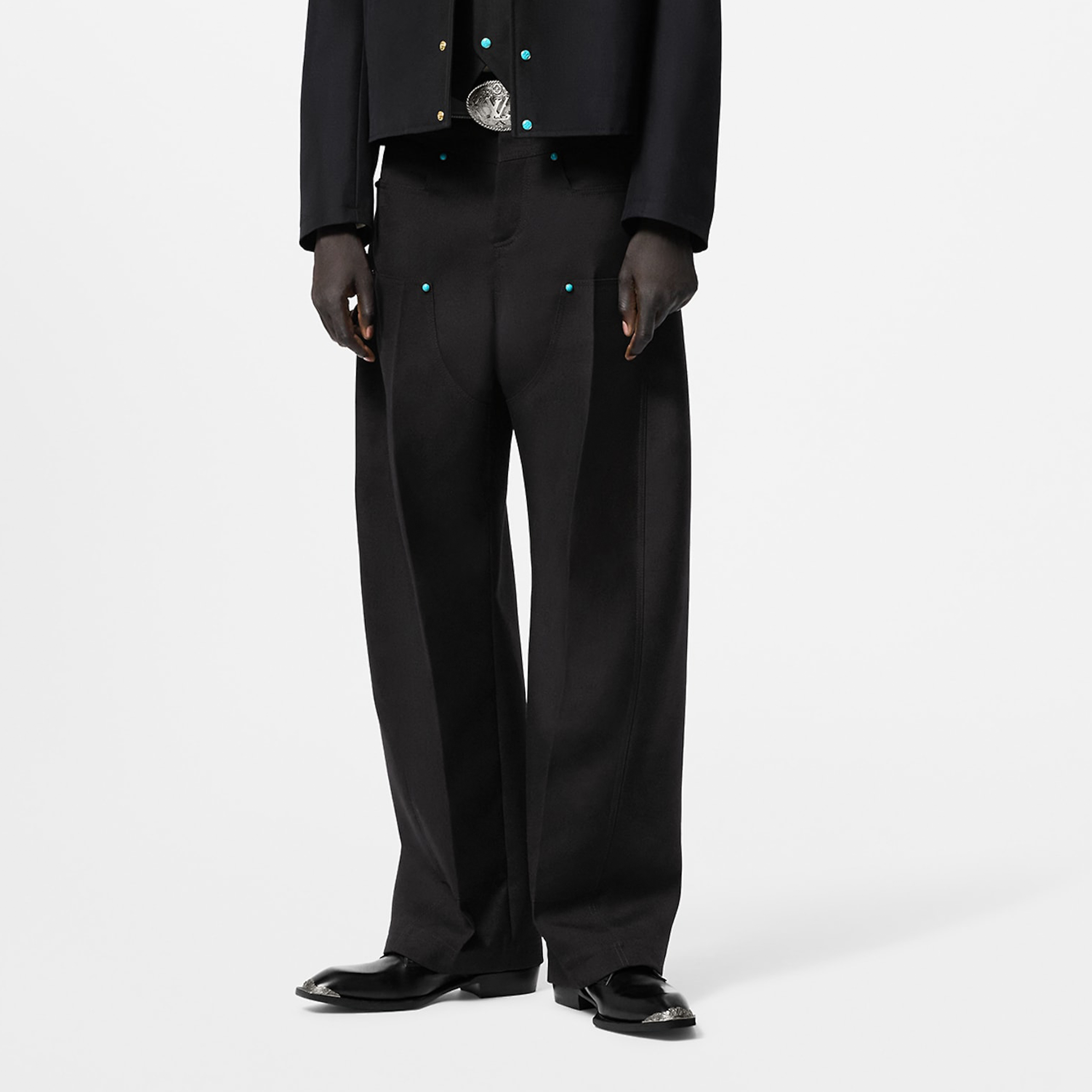 NIGO Louis Vuitton Men's Spring, Autumn And Winter Solid Color Rivet Zipper Knit Side Pocket Casual Sheep Wool Fitted Work Pants Ngvp #nigo9324