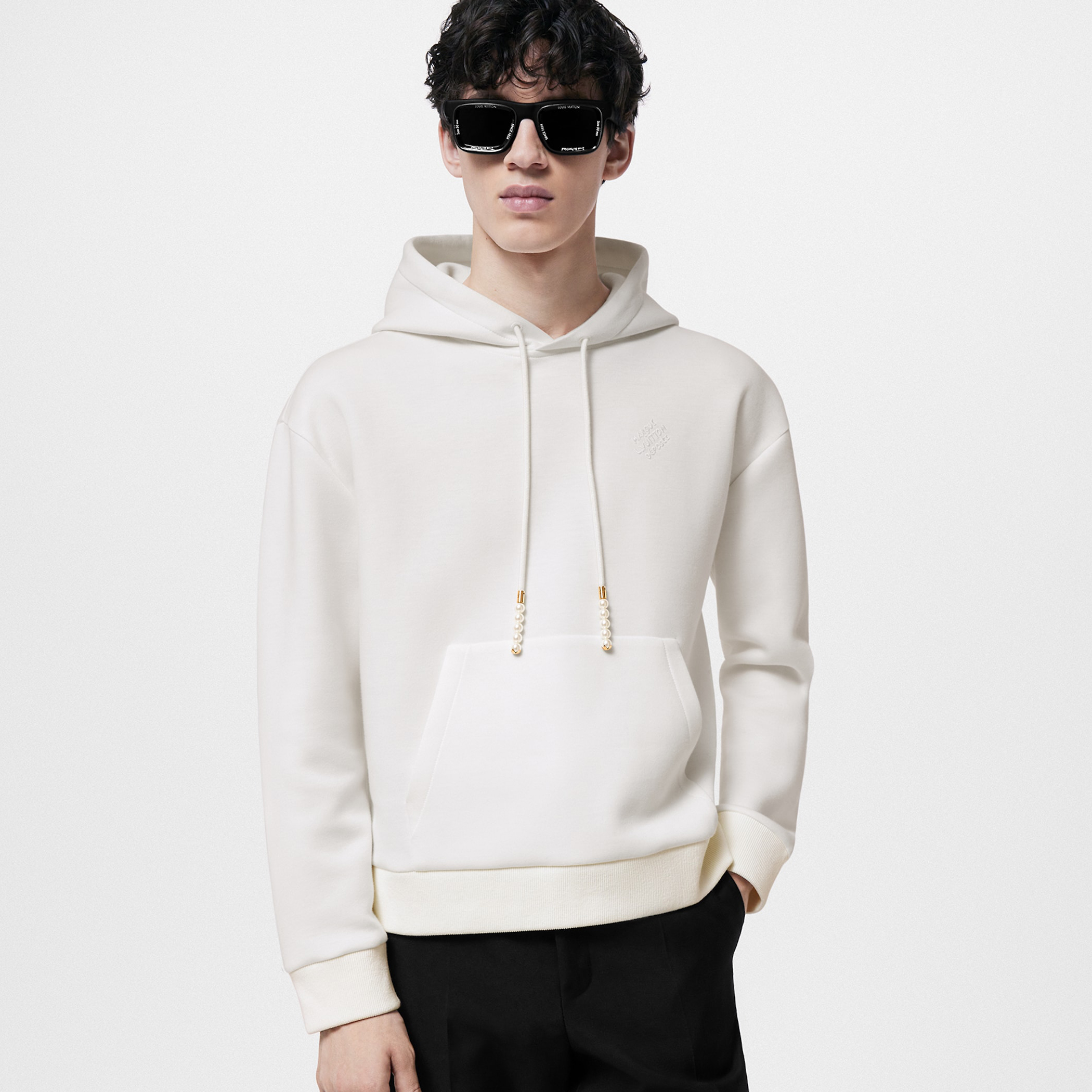 NIGO Louis Vuitton Men's Spring and Autumn White Logo Letter Embroidery Long Sleeve Hooded Sweatshirt Pullover #nigo73223