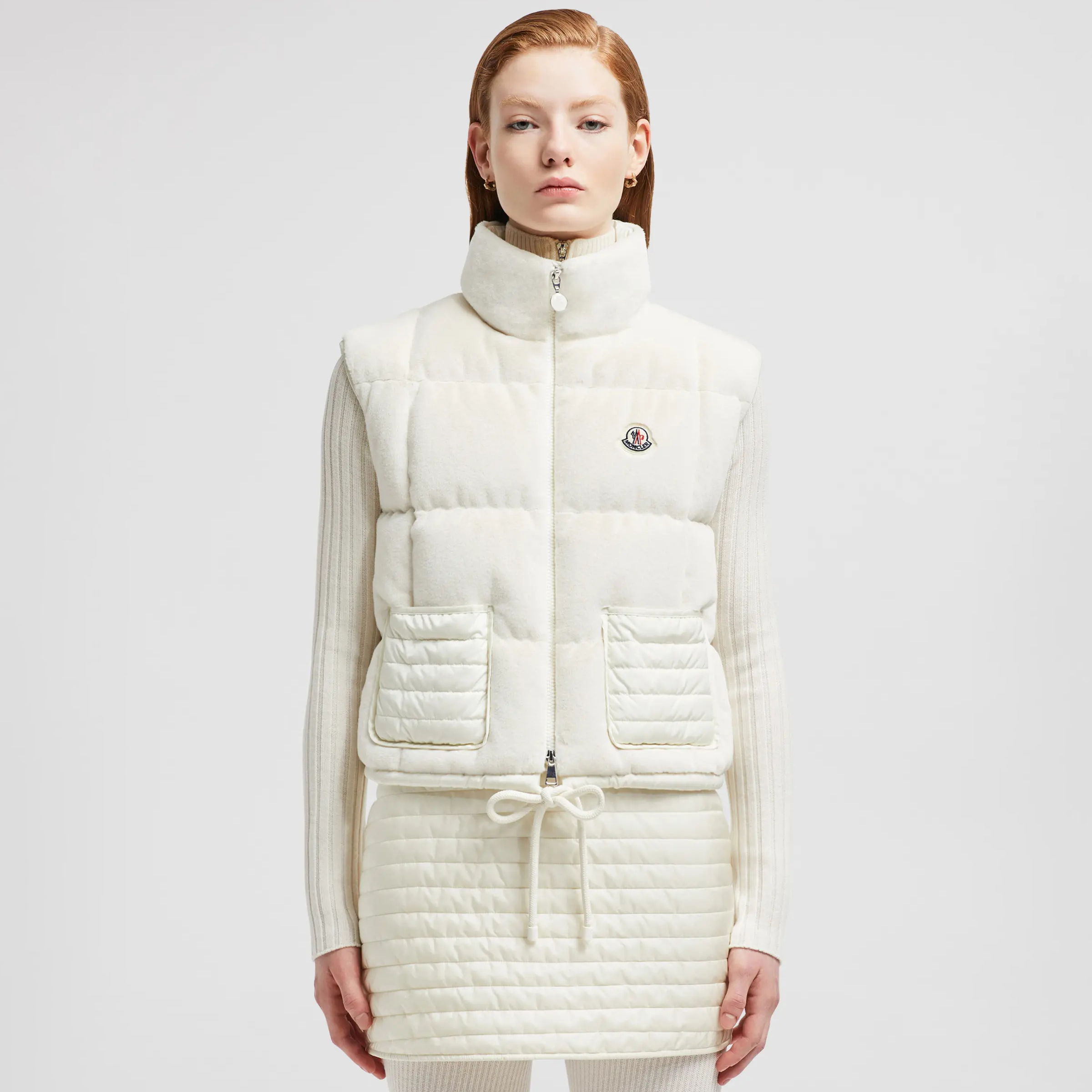 NIGO Moncler Women's Autumn and Winter Solid Color Embroidery Logo Zipper Drawstring Hem Puffer Down Vest Jacket #nigo73235