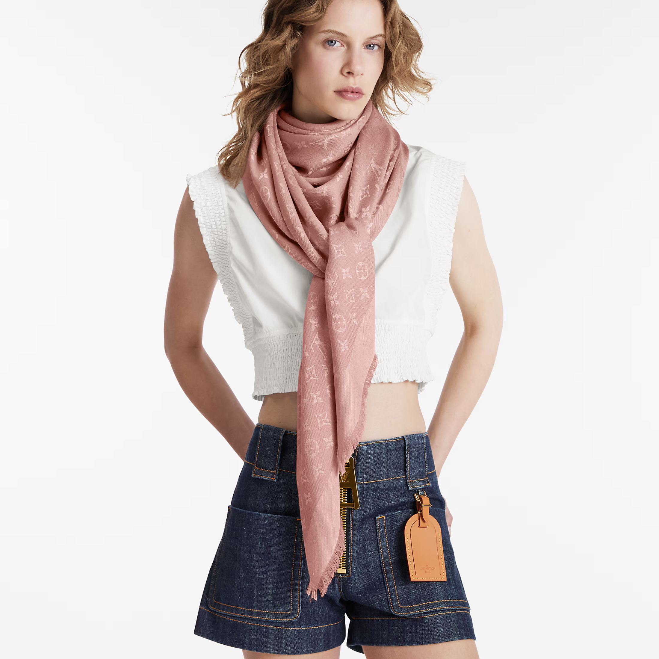 NIGO Louis Vuitton Women's Solid Color Logo Monogram Jacquard Wool Shawl Scarf #nigo73233