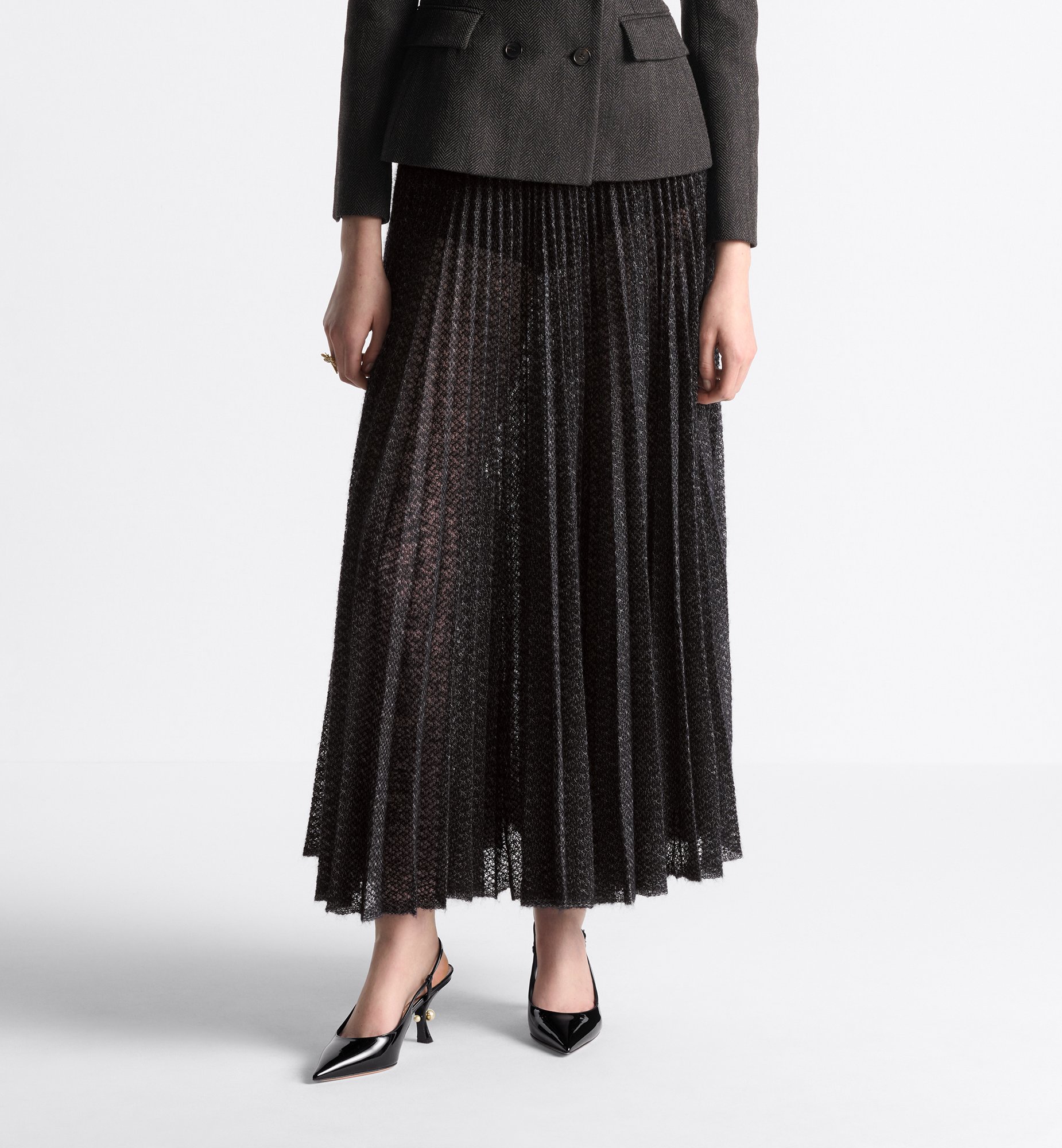 NIGO Dior Women's Spring Summer Autumn High Waist Fitted Knit Pleated Side Zipper Flared Skirt Casual Mid-Length Skirt Ngvp #nigo9332