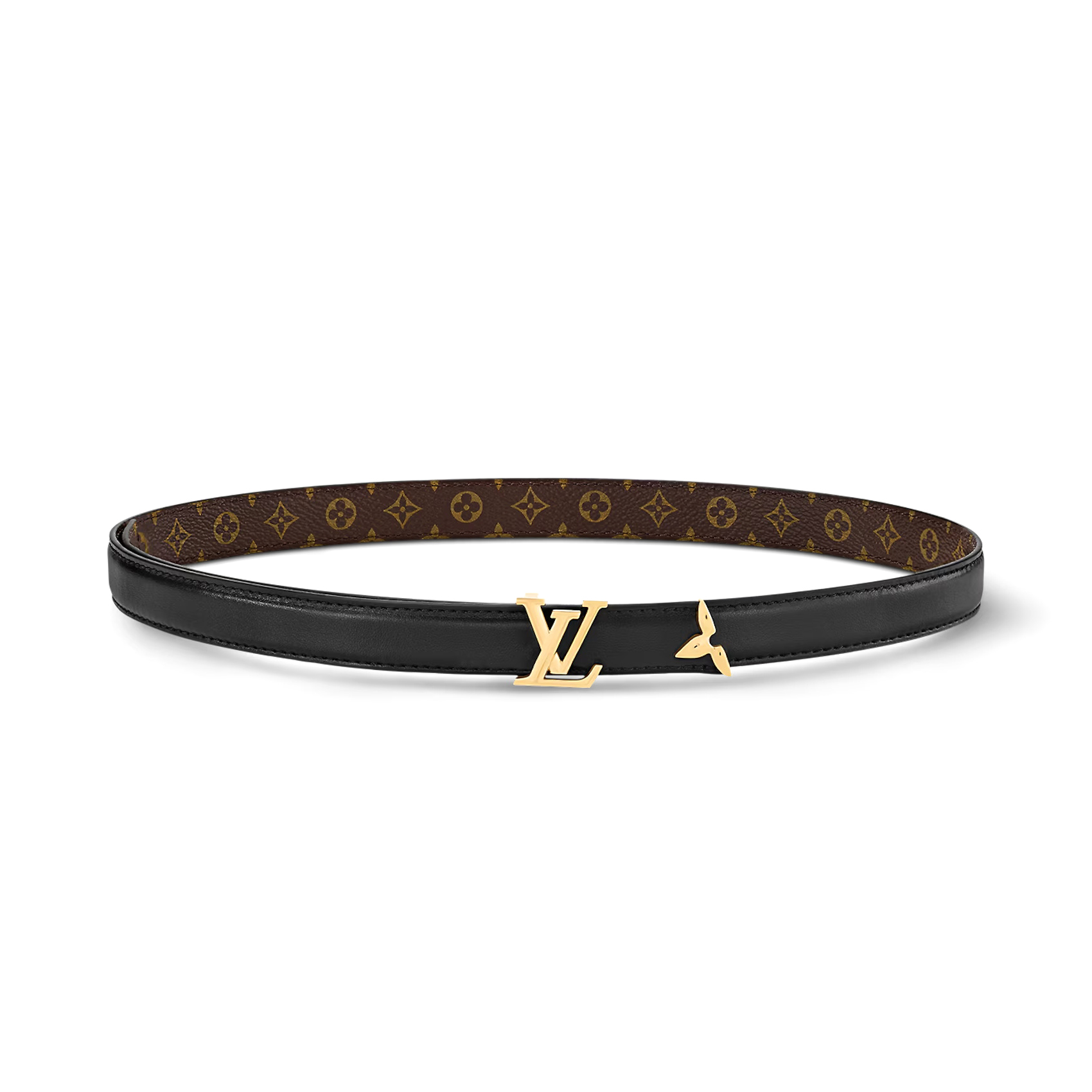 NIGO Louis Vuitton Women's Black Brown Reversible Leather Belt Width 2cm #nigo73231