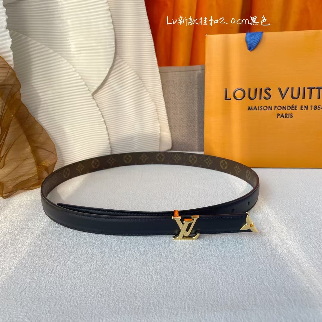 NIGO Louis Vuitton Women's Black Brown Reversible Leather Belt Width 2cm #nigo73231