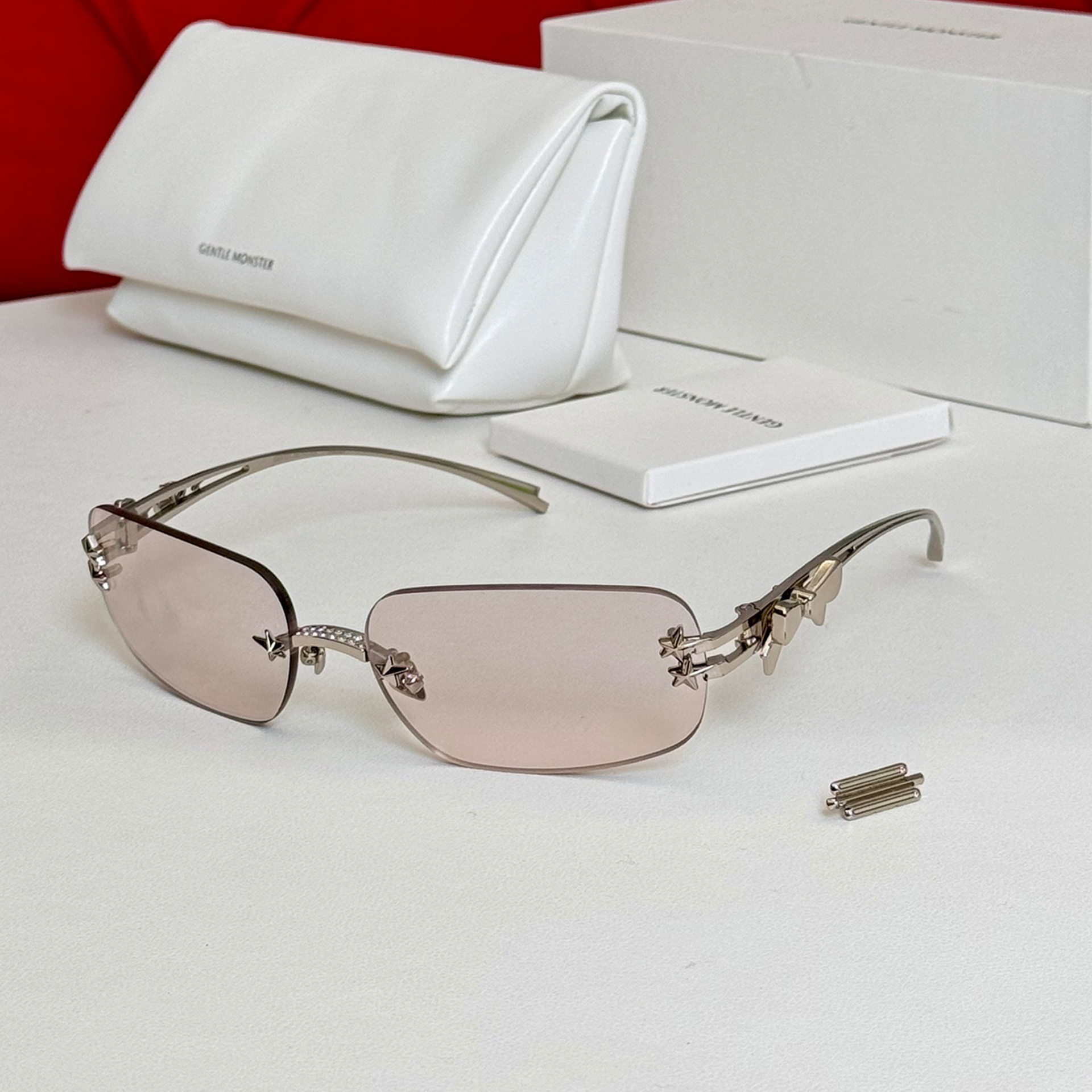 NIGO Gentle Monster Jennie - Glitter 02 Men's Women's Retro Bow Star Decoration Gradient Lens Solid Color Metal Rimless Eyeglasses Accessories Ngvp #nigo9336