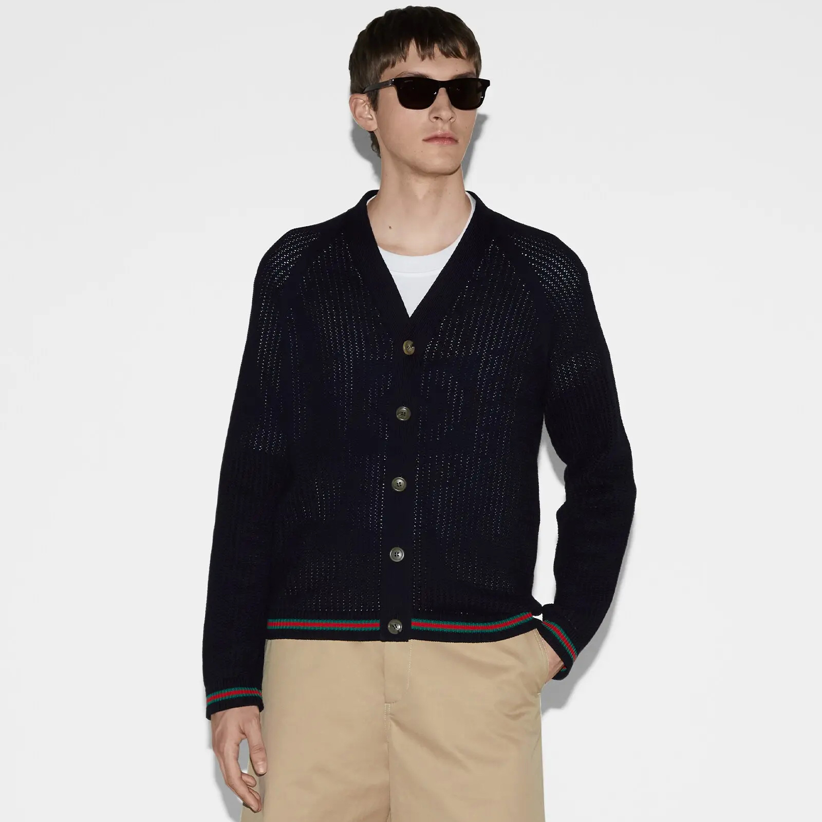 NIGO Gucci Men's Spring And Fall Striped Printed Single Breasted Casual Long Sleeved Knit Jacket #nigo73246