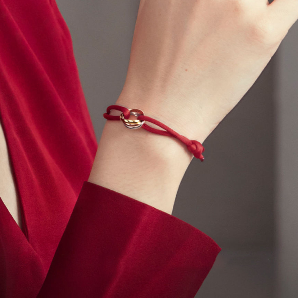 NIGO Cartier Men's Women's 18K White Gold, Yellow Gold, Rose Gold Triple Ring Stacking Fashion Casual TRINITY Bracelet Jewelry #nigo71637