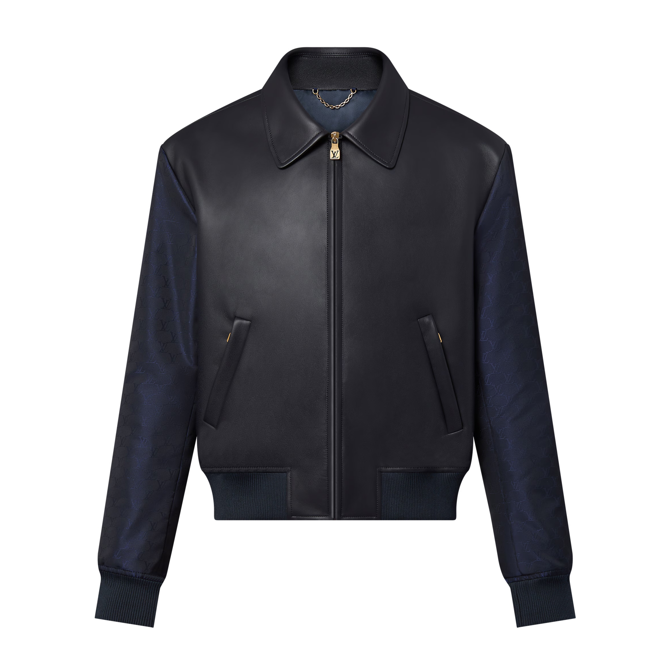 NIGO Louis Vuitton Men's Autumn and Winter Solid Color Leather Zipper Side Pocket Long Sleeve Jacket #nigo73268