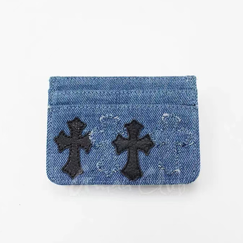 NIGO Chrome Hearts Men's and Women's Embroidered Labeled Blue Denim Wallet Card Case Bag Bags #nigo73262