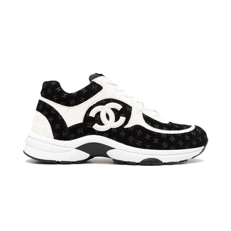 NIGO Chanel Women's Black And White Shock Absorbing Non Slip Wear Resistant Low Top Lace Up Casual Sneakers Shoes #nigo73261
