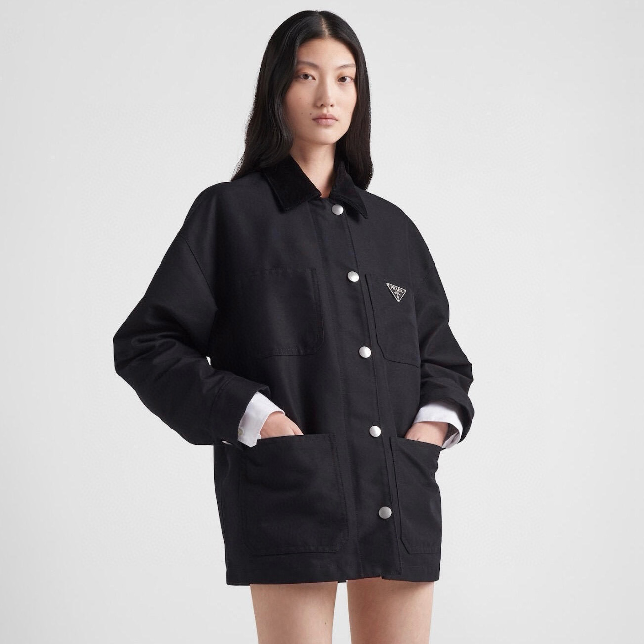 NIGO Prada Women's Spring And Autumn Solid Color Labeling Single Breasted Lapel Loose Casual Long Sleeved Jacket #nigo73266