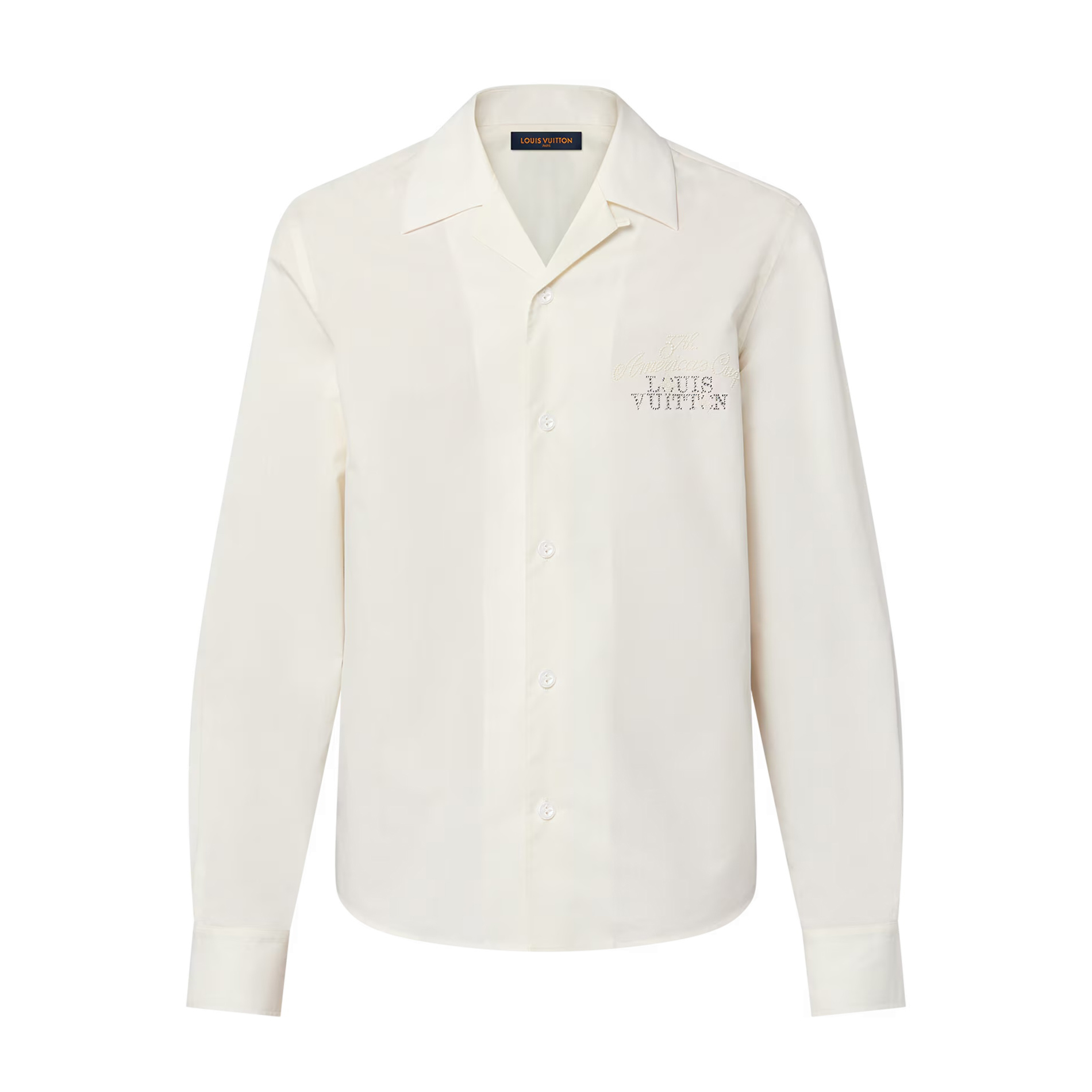 NIGO Louis Vuitton Men's Spring And Fall White Letters Logo Embroidery Single Breasted Long Sleeved Shirt #nigo73264