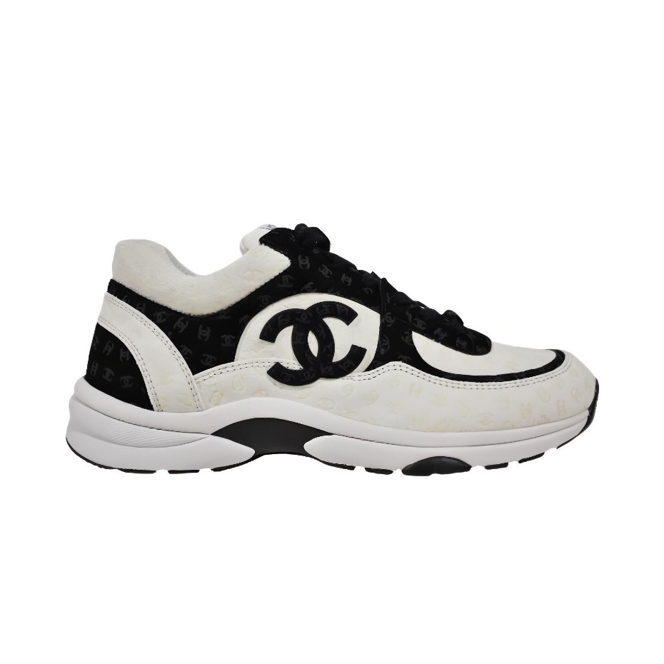 NIGO Chanel Women's Black And White Shock Absorbing Non Slip Wear Resistant Low Top Lace Up Casual Sneakers Shoes #nigo73261