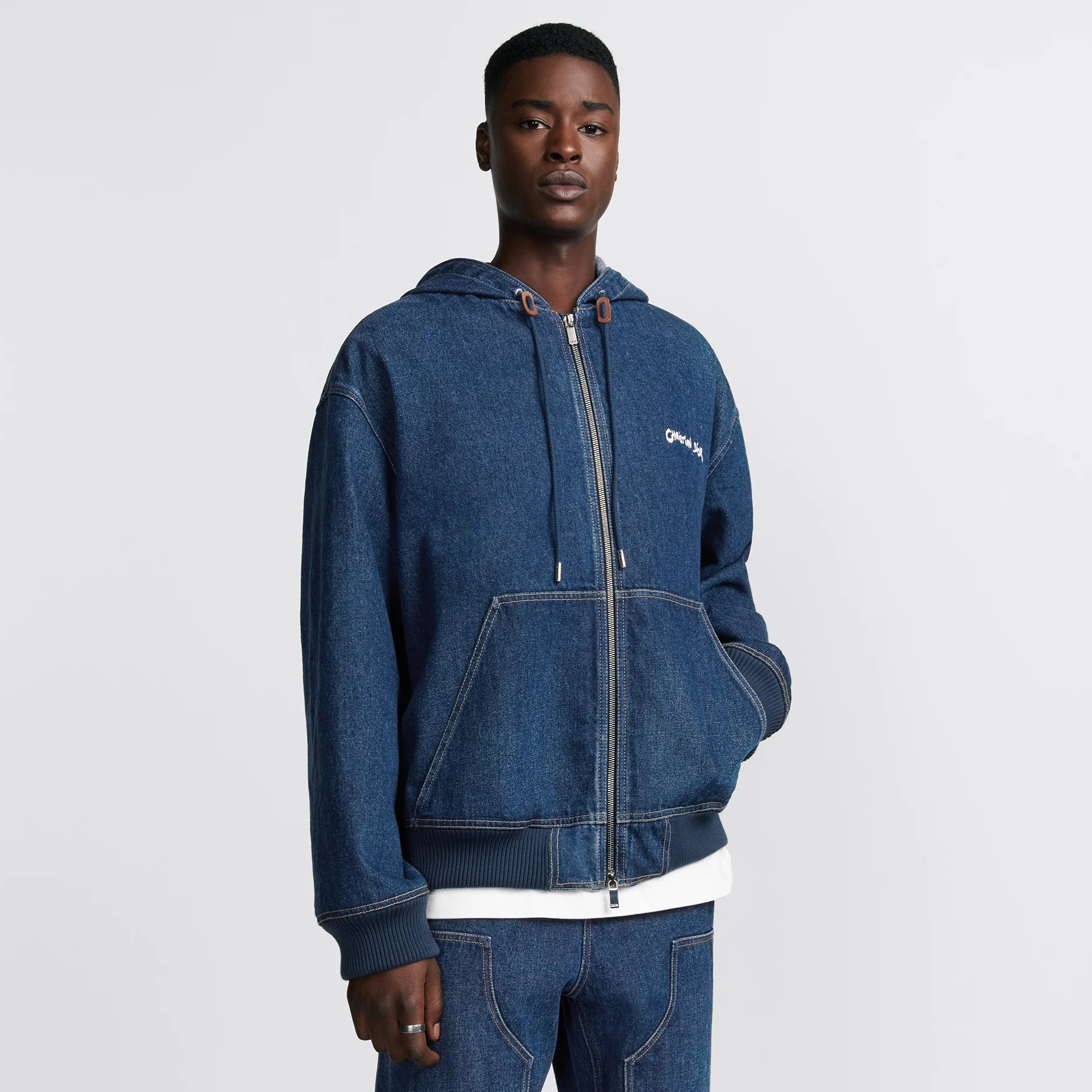 NIGO Dior Men's Spring And Fall Navy Blue Letter Print Zipper Hooded Long Sleeve Jacket #nigo73271