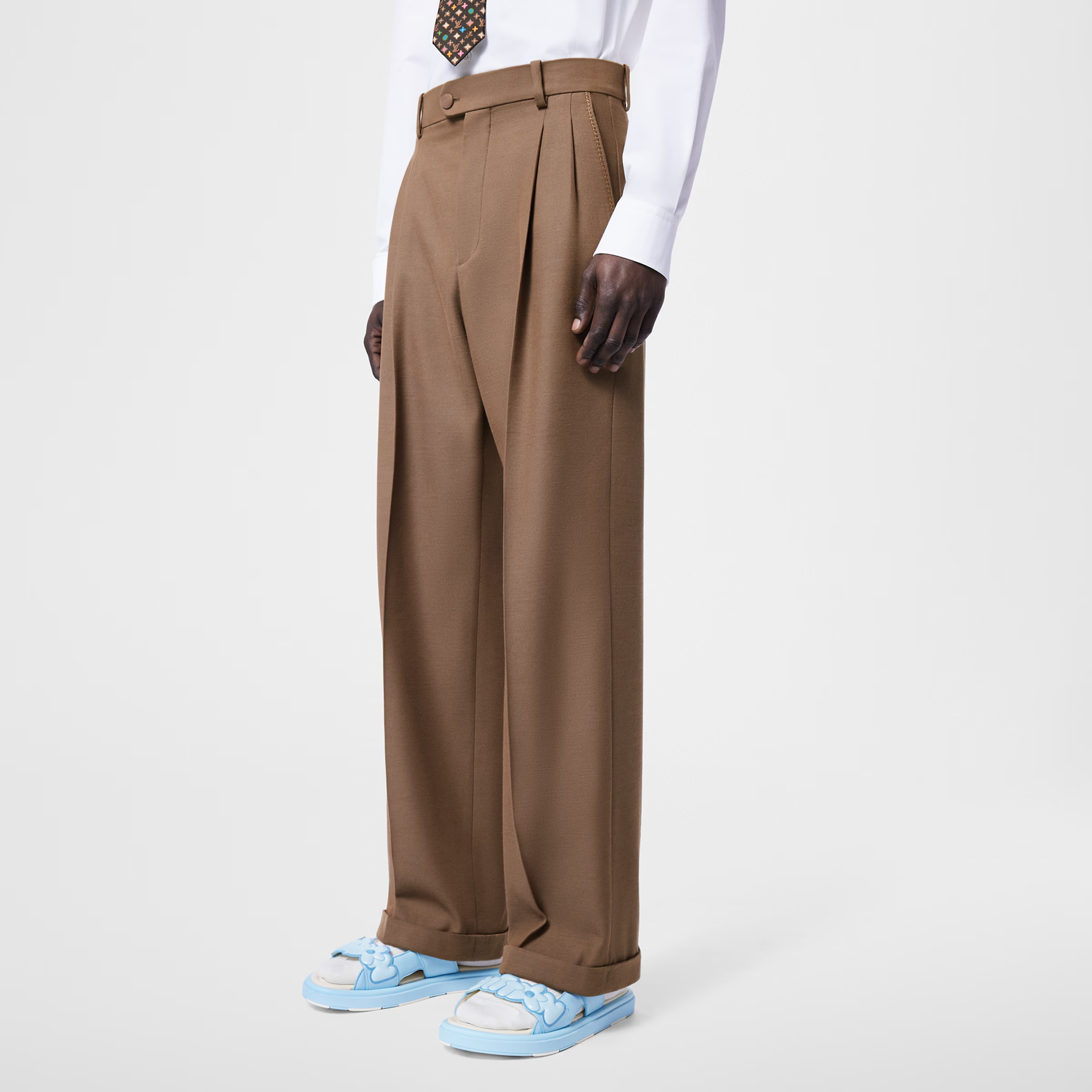 NIGO Louis Vuitton Men's Spring & Autumn Solid Color Button Mid Waist Straight Leg Casual Pants #nigo73274