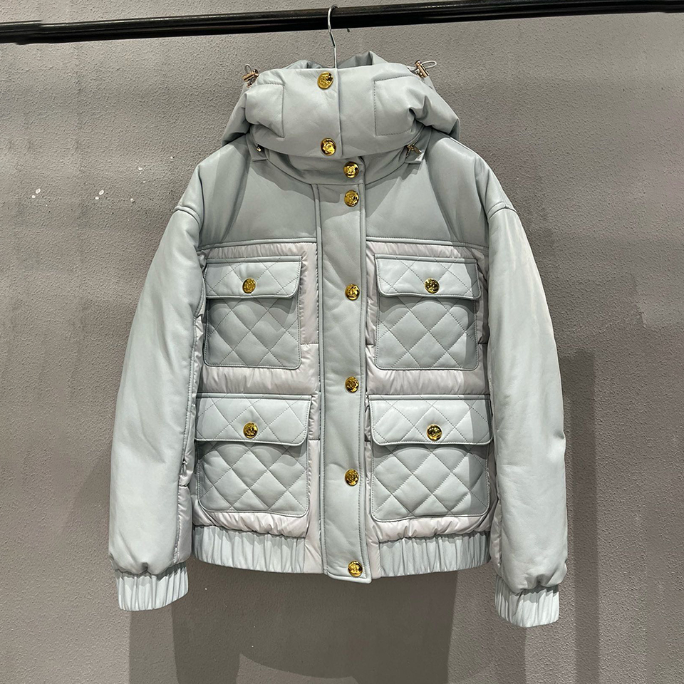 NIGO Chanel Women's Spring, Autumn And Winter Zipper Solid Color Single-Breasted Long-Sleeved Hooded Jacket Sheepskin Down Jacket Ngvp #nigo9342