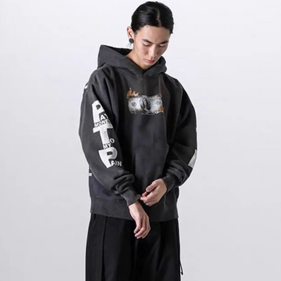 NIGO Saint Michael x Pay Money To My Pain Men's Women's Spring And Autumn Cotton Patterned Printed Long Sleeve Fitted Black Hooded Sweatshirt Ngvp #nigo9353
