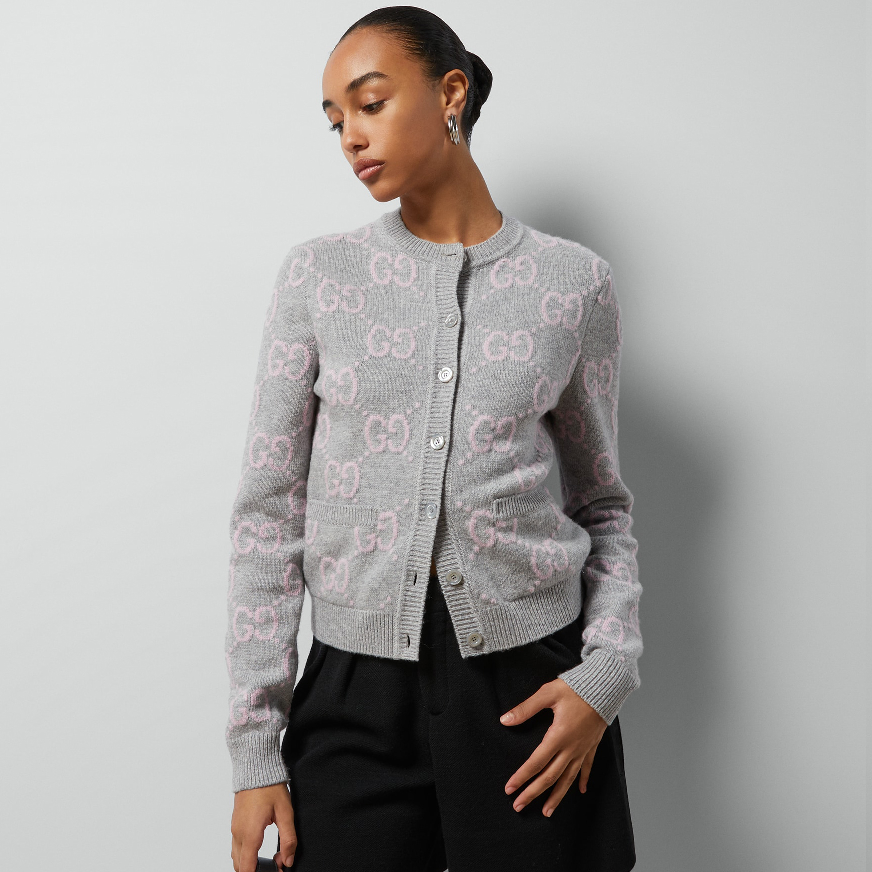 NIGO Gucci Women's Fall And Winter Double G Knit Round Neck Single Breasted Long Sleeved Jacket Sweater #nigo73276