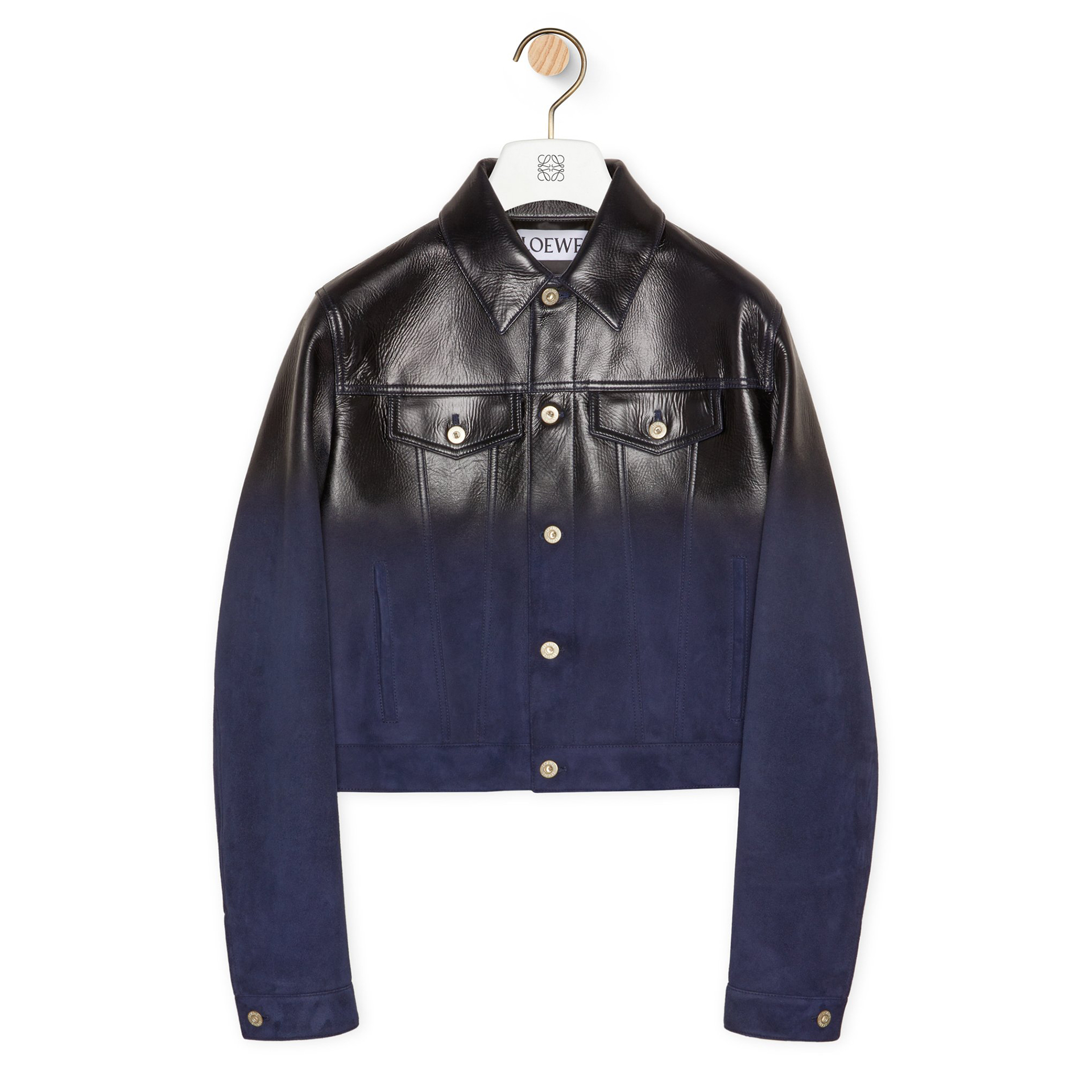 NIGO Loewe ﻿Men's Fall And Winter Gradient Suede Nappa Lambskin Single-Breasted Casual Solid Color Short Long-Sleeved Trucker Jacket Ngvp #nigo9351