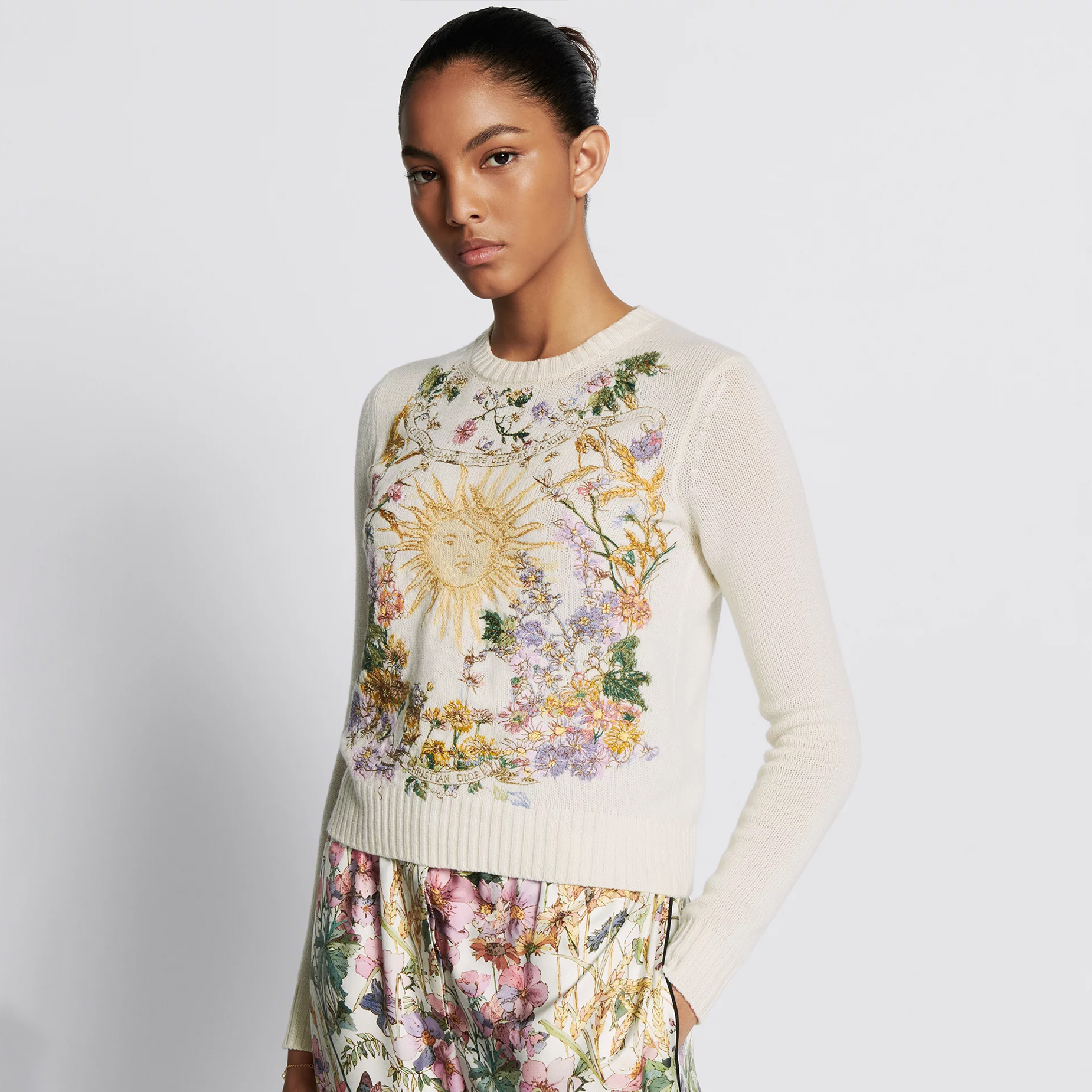 NIGO Dior Women's Spring, Autumn And Winter Floral Embroidery Solid Color Long Sleeve Fitted Round Neck Cashmere Pullover Sweater Ngvp #nigo9341