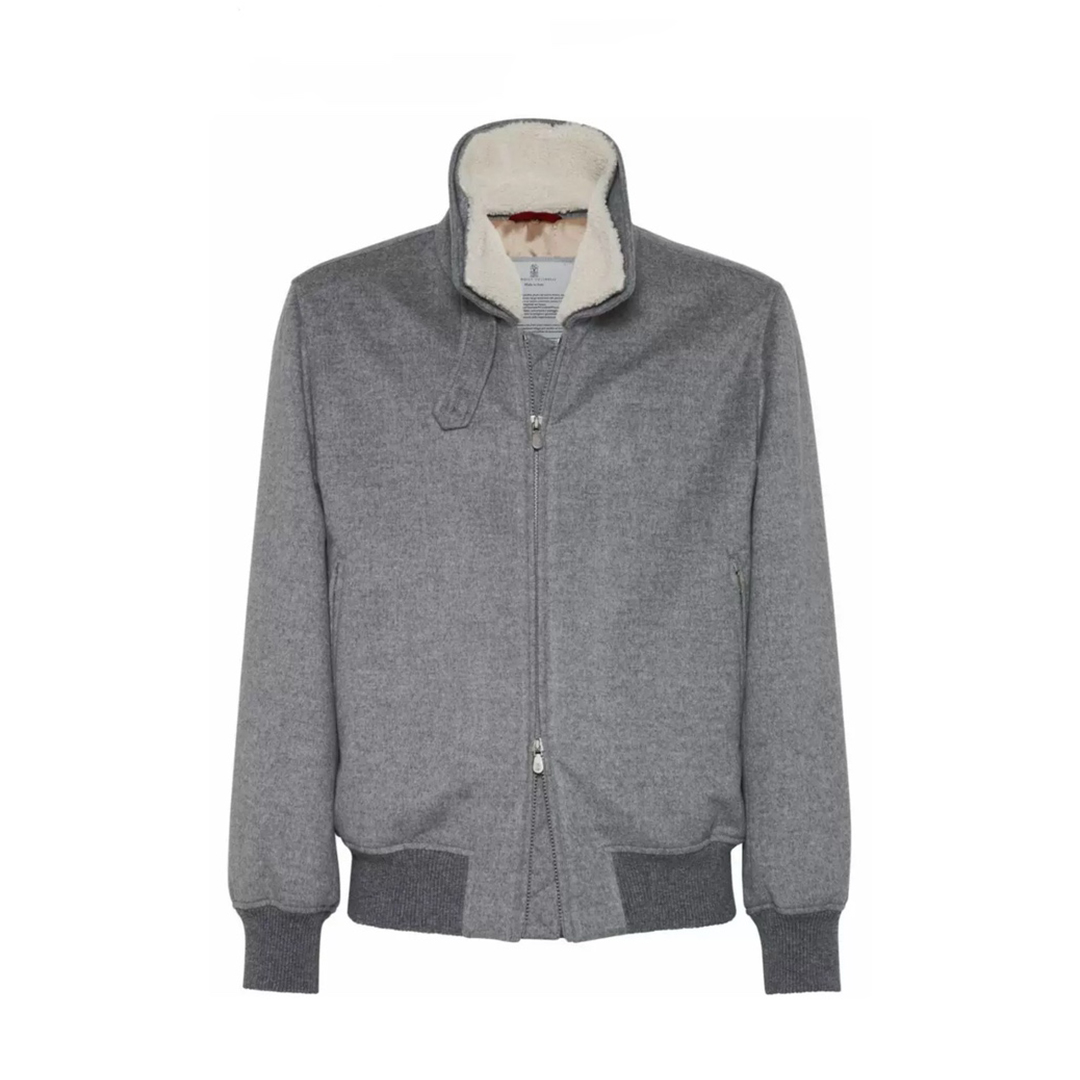 NIGO Brunello Cucinelli Men's Spring And Autumn High Collar Double Zipper Cashmere Long Sleeve Solid Color Fitted Jacket Ngvp #nigo9347