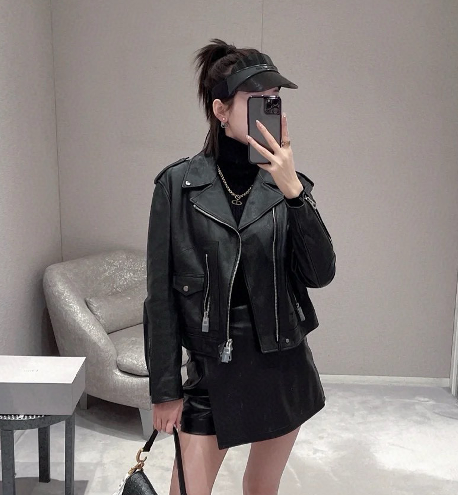 NIGO Dior Women's Autumn And Winter Solid Color Bee Pattern Embroidery Zipper Lapel Fit Long Sleeve Sheepskin Jacket Ngvp #nigo9344