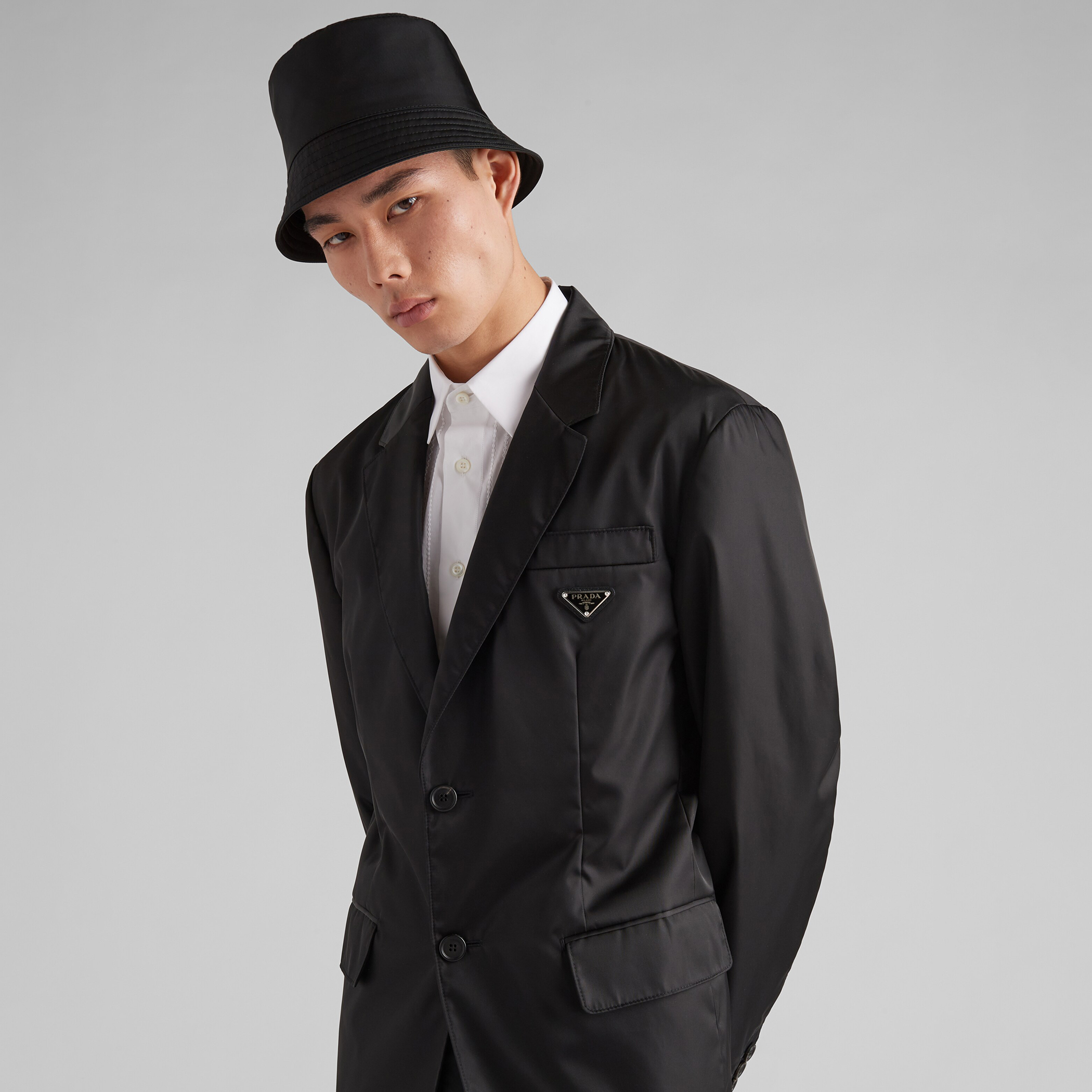 NIGO Prada Men's Spring/Summer Black Single Breasted Recycled Nylon Suit Long Sleeve Blazer Jacket #nigo73279