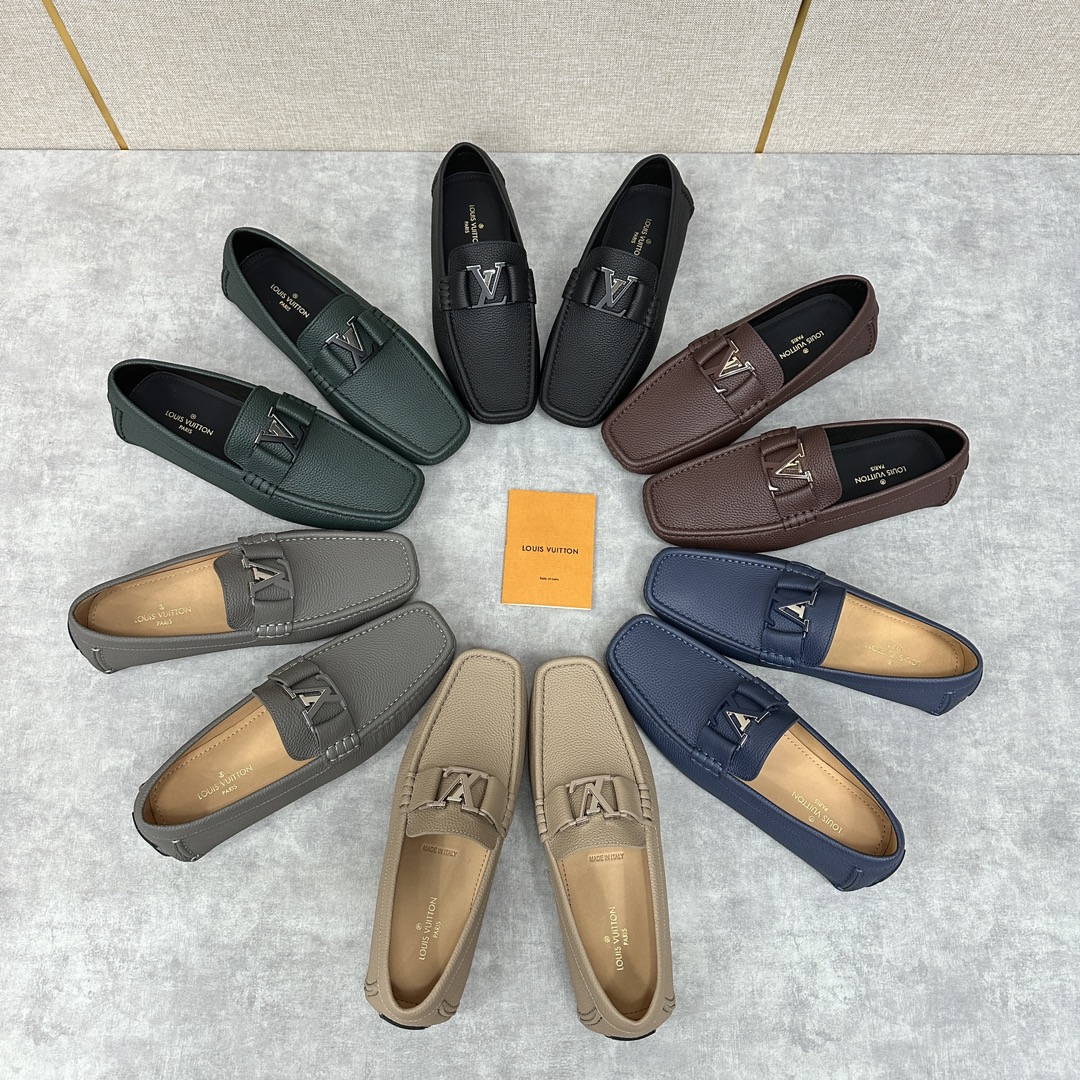 NIGO Louis Vuitton Driver Moccasin Shoes Men's Solid Colour Driving Shoes Temperament Fashion Casual Cowhide Flat Shoes #nigo71658