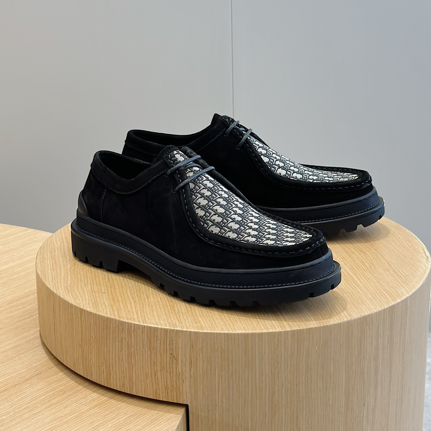 NIGO Prada Men's Fall And Winter Leather Splicing Simple Lace-up Casual Shoes #nigo73296