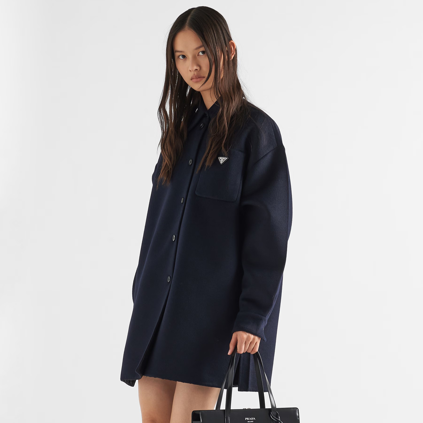 NIGO Prada Women's Autumn and Winter Solid Color Single Breasted Wool Long Coat Long Sleeve Jacket #nigo73287