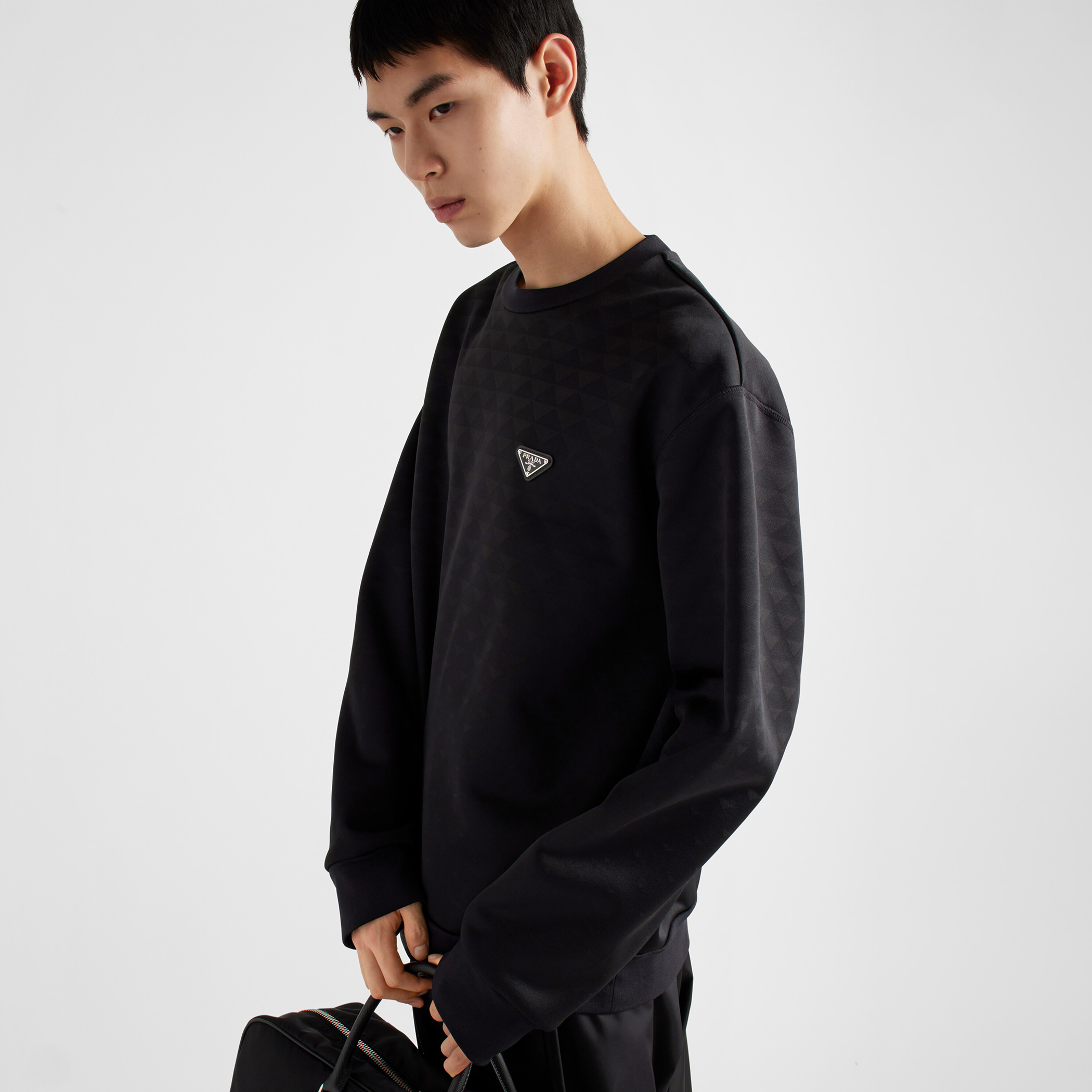 NIGO Prada Men's Spring and Fall Black Logo Logo Round Neck Pullover Long Sleeve Sweatshirt #nigo73285