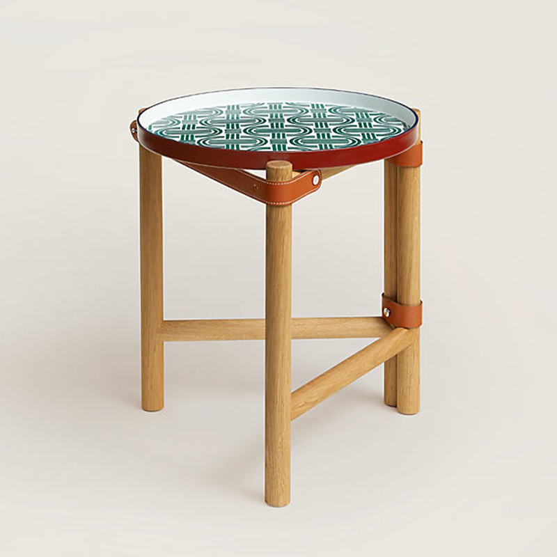 NIGO Hermes Fashion Vintage Les Trotteuses D'Hermès Occasional Table Ceramic Tray Folding Wooden Leg Furniture Decoration Accessories Ngvp #nigo9367