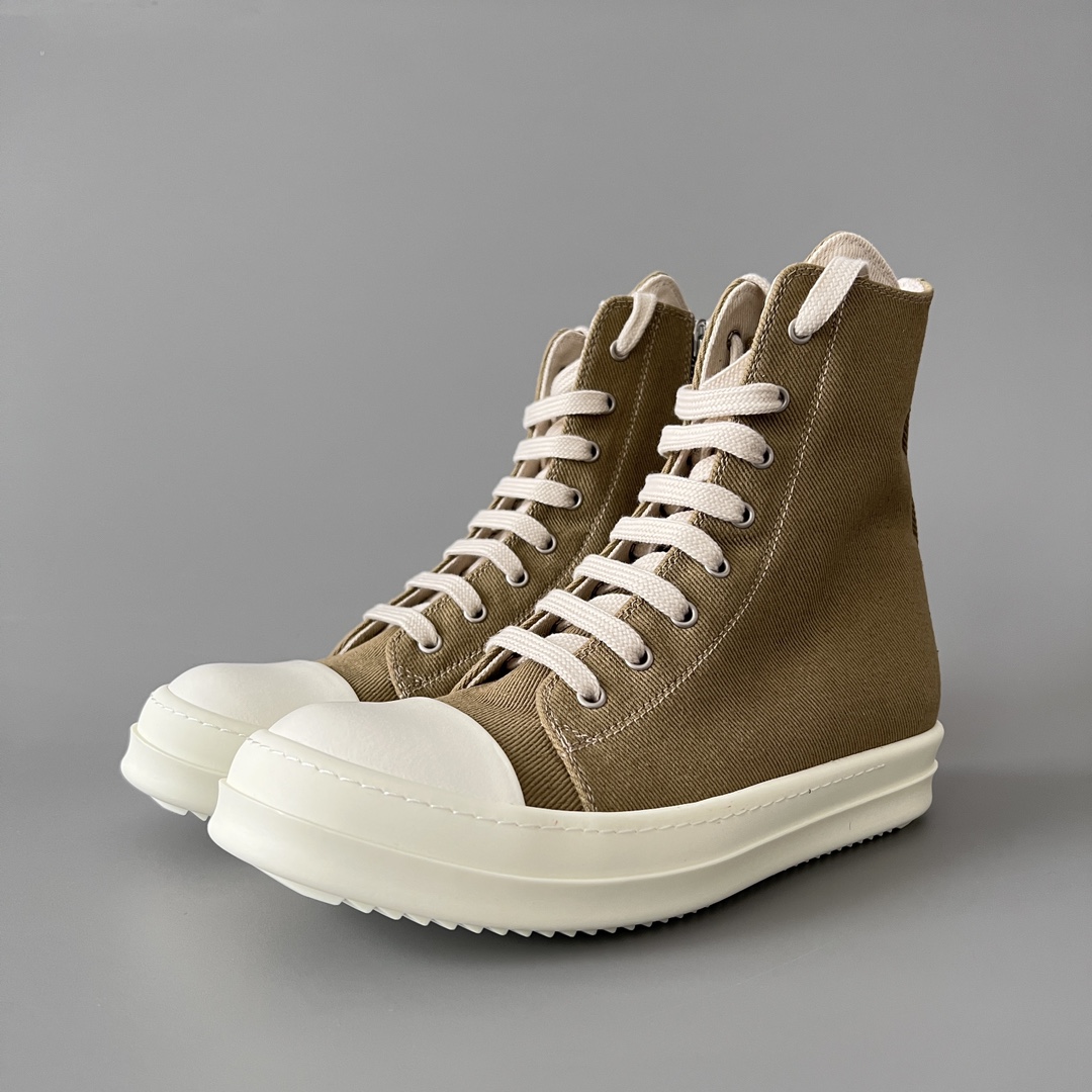 NIGO Rick Owens Drkshdw Classic Solid Colour Canvas High Top Lace Up White Head Men Women Casual Fashion Hundred Zip Couple Shoes #nigo71661