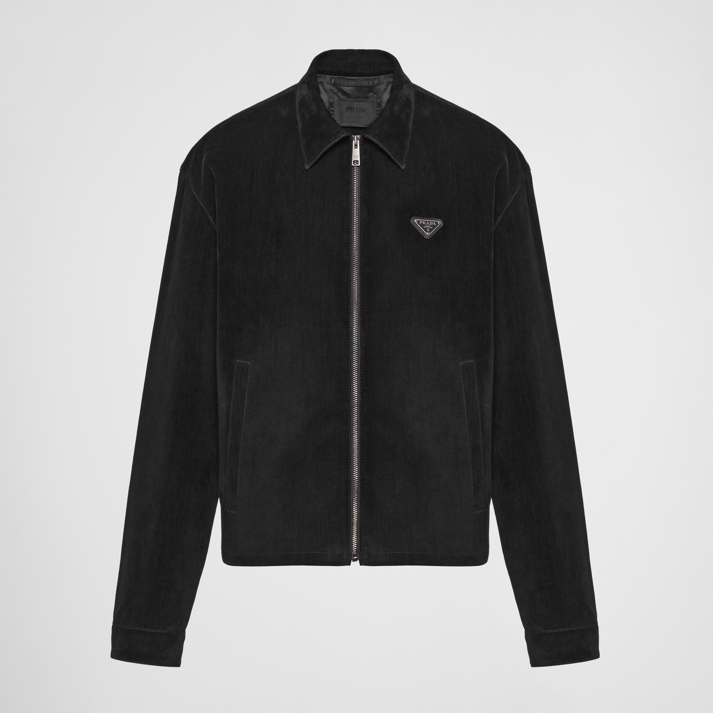 NIGO Prada Men's Fall/Winter Triangle Logo Label Velvet Zipper Long Sleeve Jacket #nigo73322