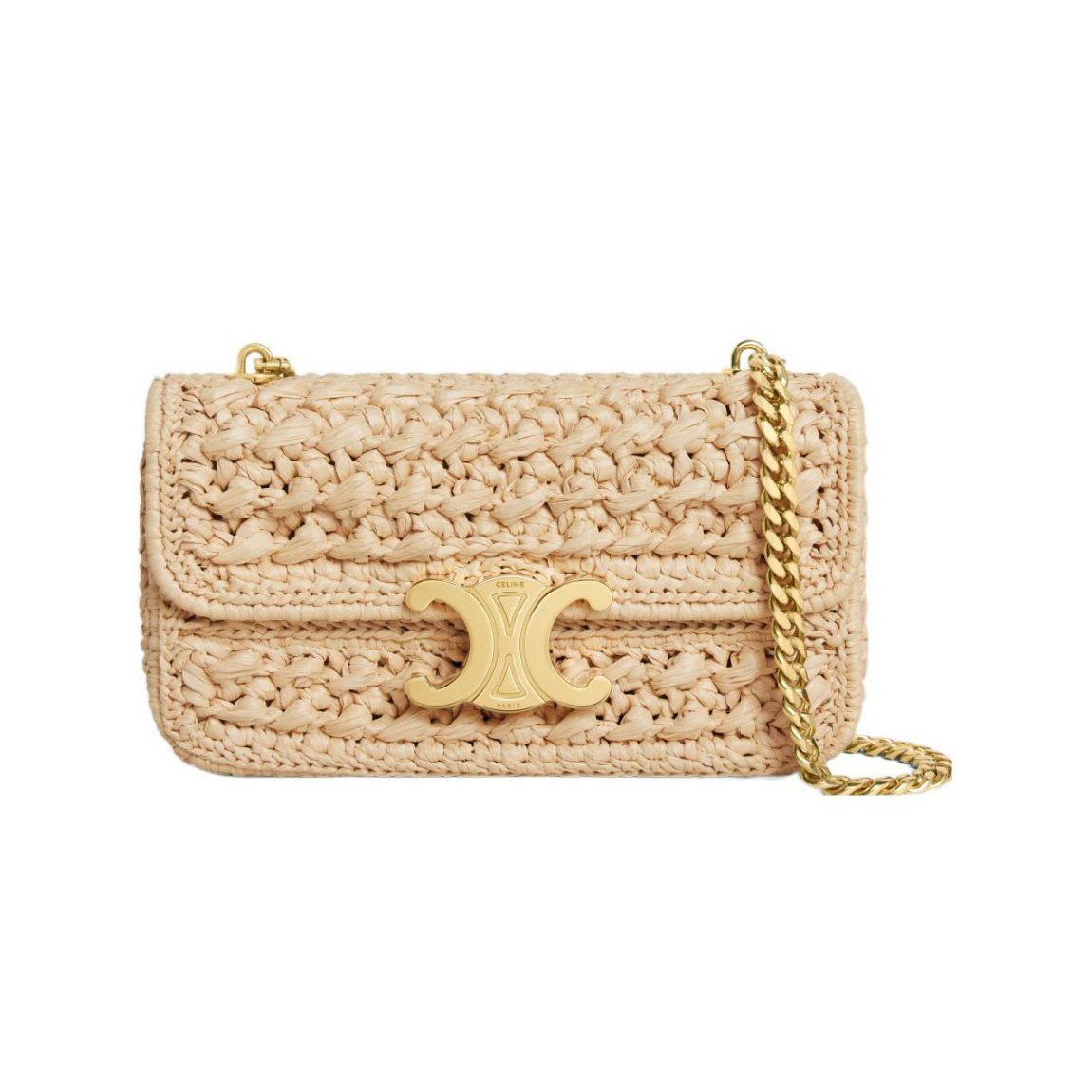 NIGO Chanel TRIOMPHE Women's Monogrammed Gold Buckle Raffia Woven Solid Color Crossbody Shoulder Bag Bags #nigo73313