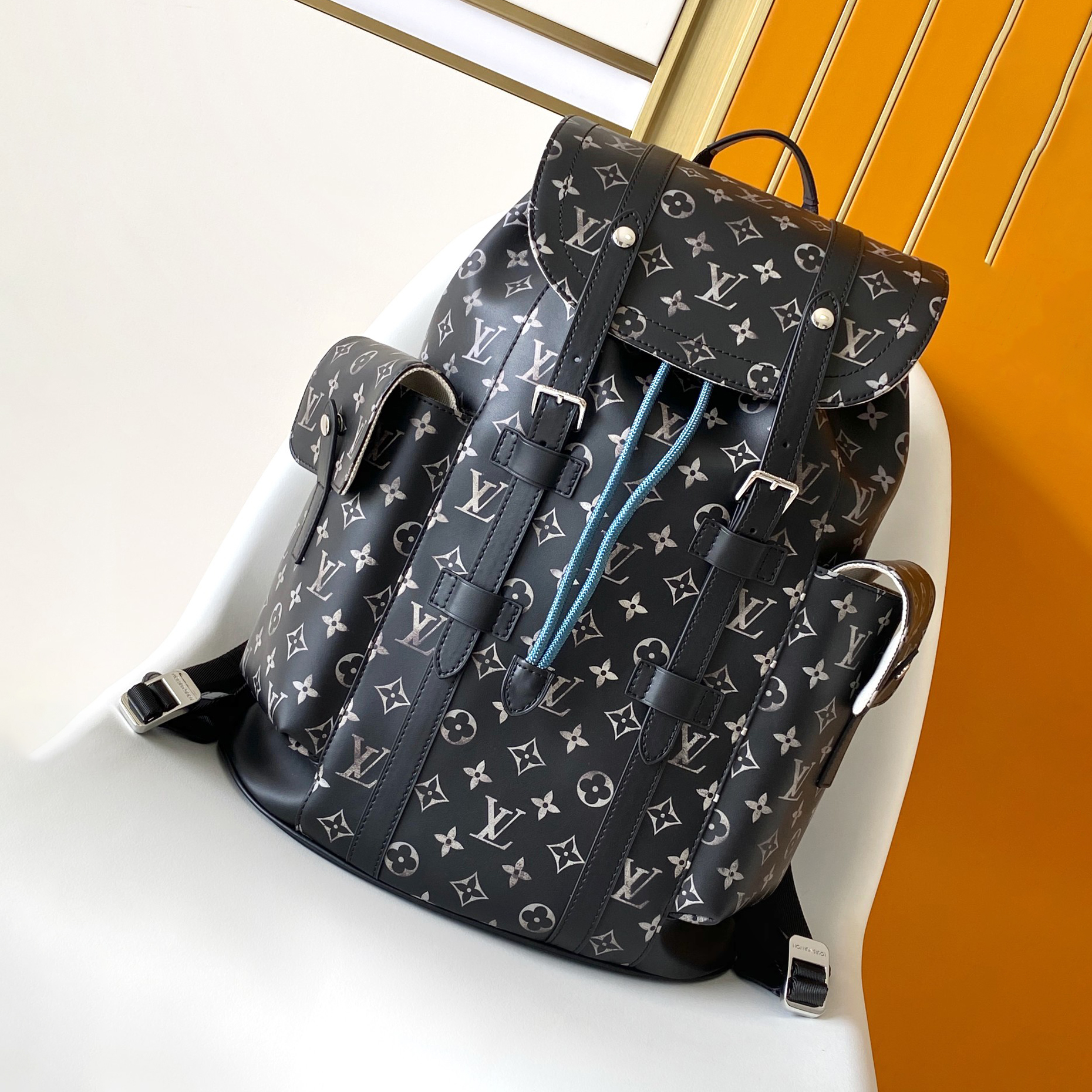 NIGO Louis Vuitton CHRISTOPHER Men's Logo Printed Drawstring Flap Closure Cowhide Leather Backpack Shoulder Bag Bags #nigo73337