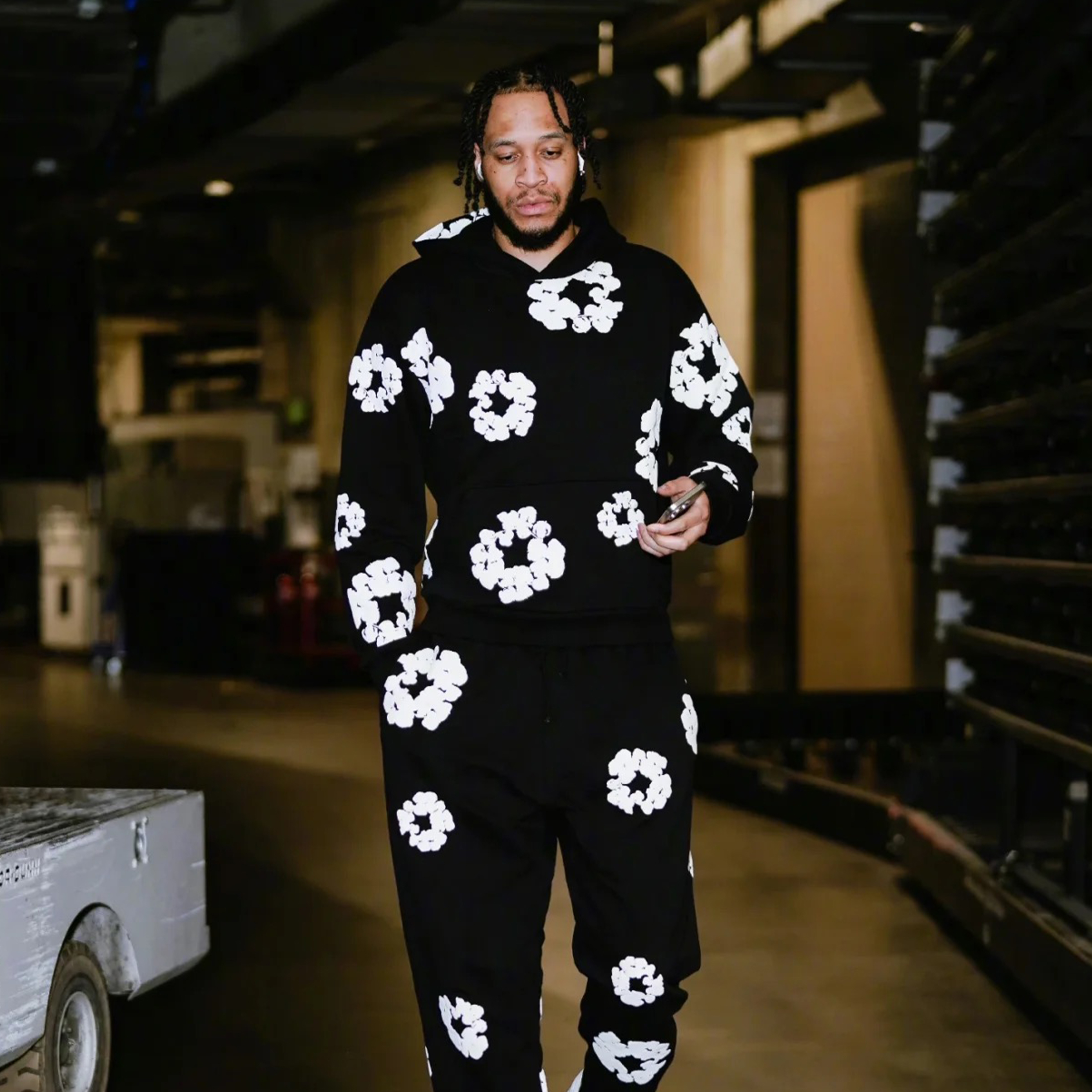 NIGO Denim Tears Men's Women's Spring & Autumn Floral Print Pocket Long Sleeve Solid Color Fit Cotton Hooded Sweatshirt Ngvp #nigo8853