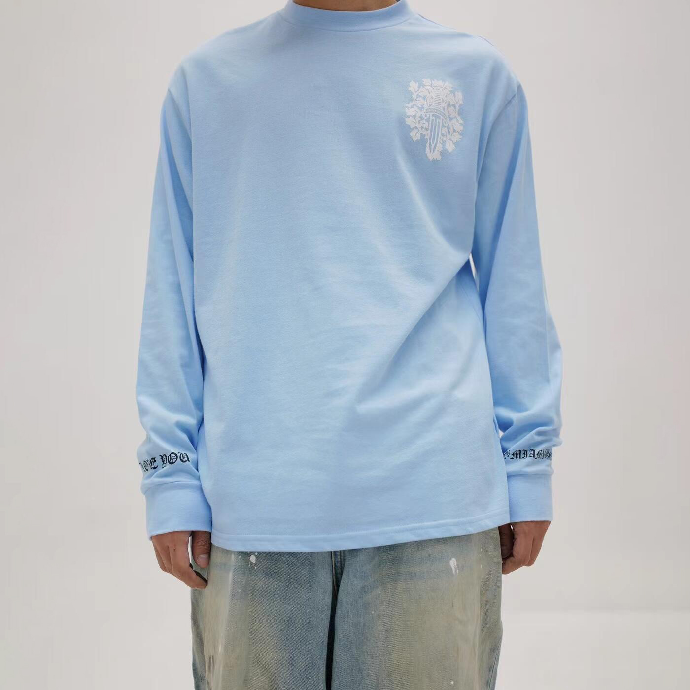 NIGO Chrome Hearts Men's Spring/Summer Blue Long Sleeve T-Shirt #nigo73329