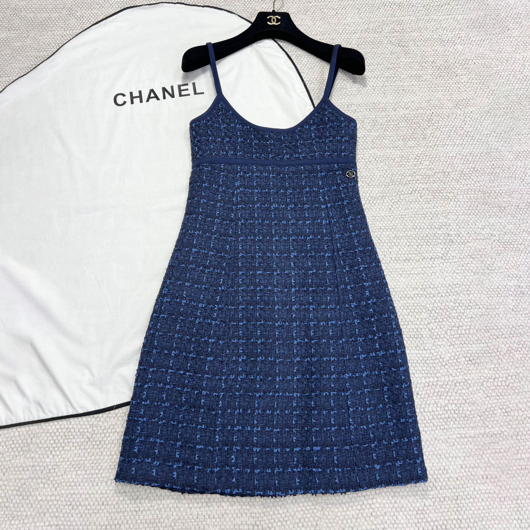 NIGO Chanel Women's Spring and Summer Plaid High Waist Short Cotton Halter Dresses #nigo73325