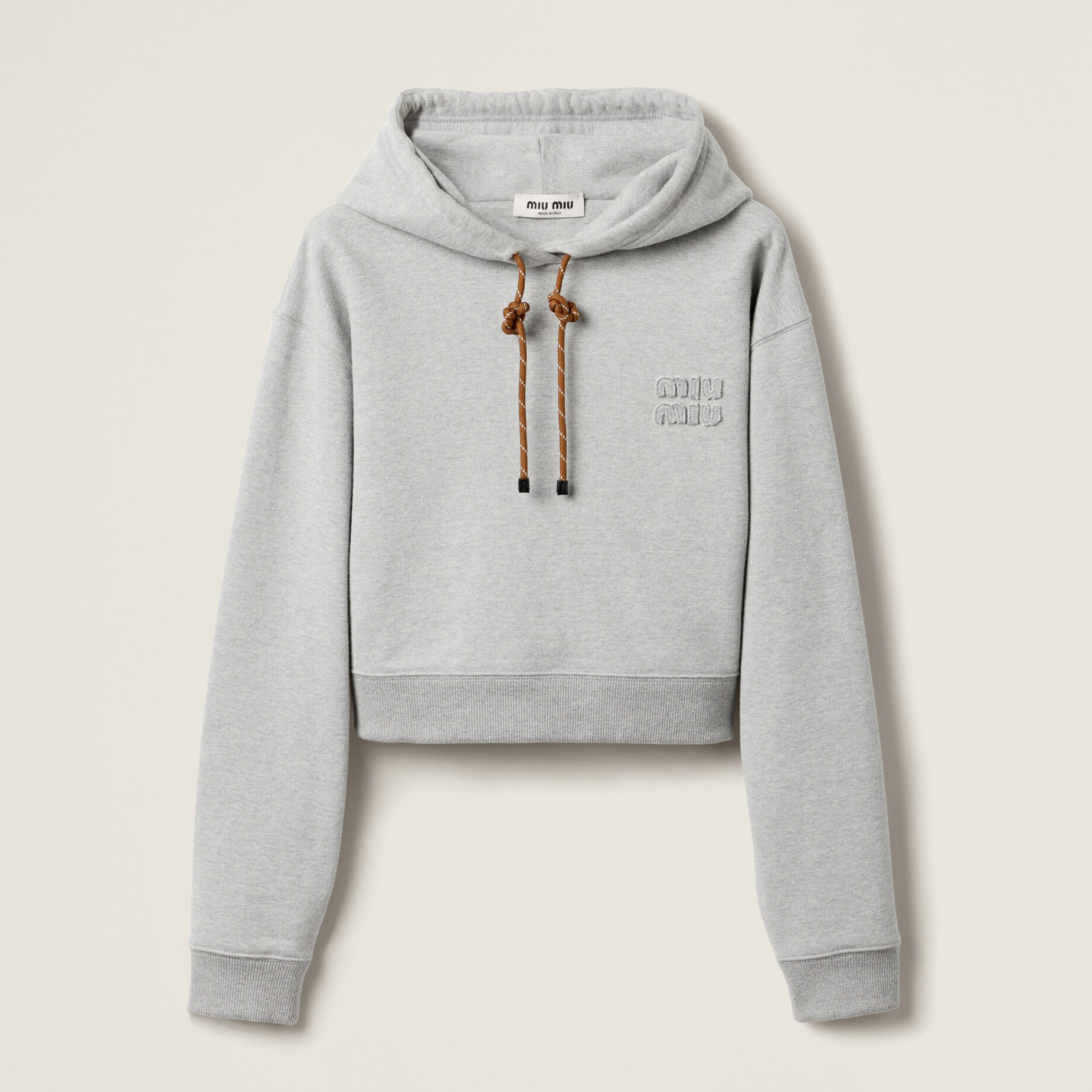 NIGO MiuMiu Women's Spring and Autumn Gray Logo Embroidery Hooded Drawstring Cotton Loose Long Sleeve Sweatshirt #nigo73334