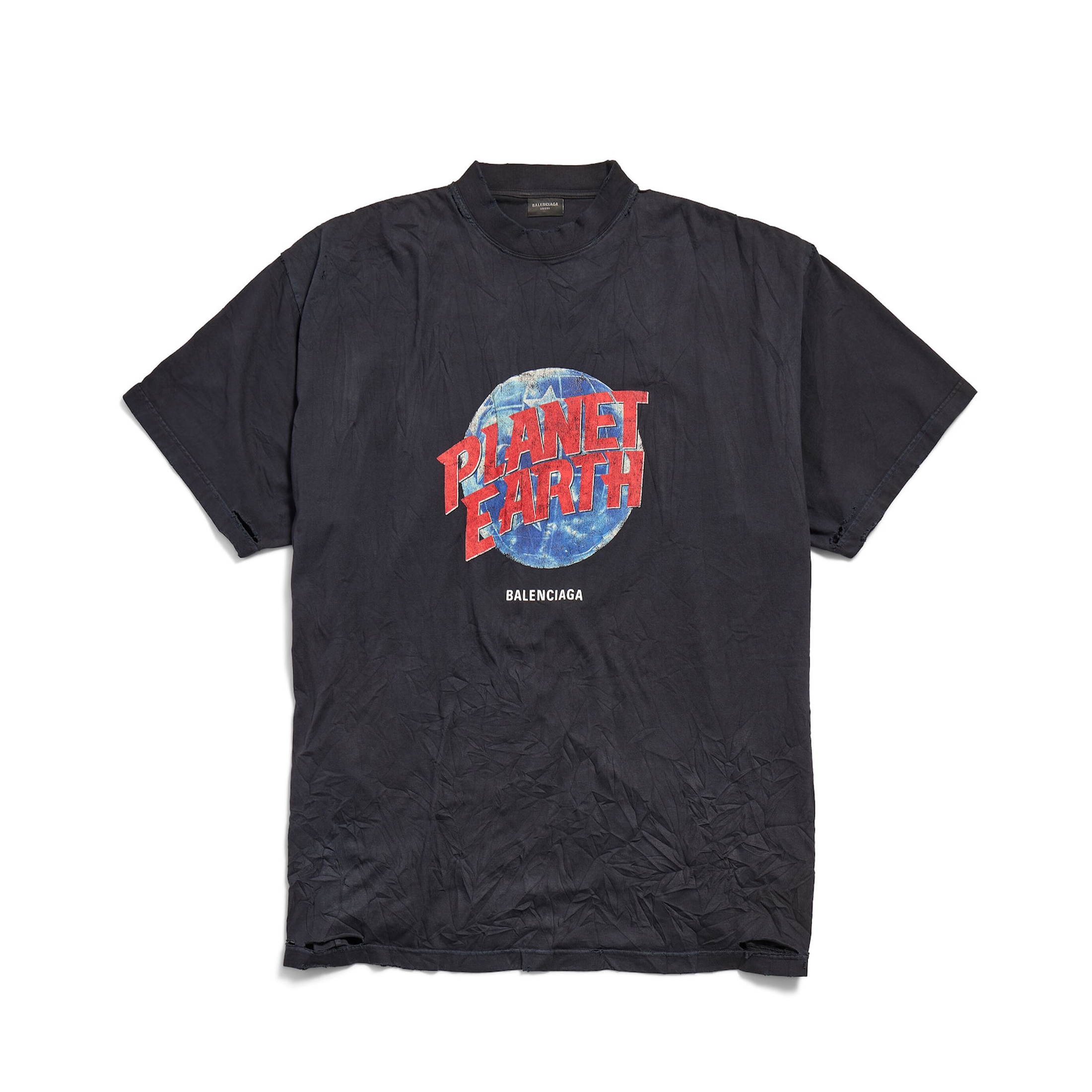 NIGO Balenciaga Men's Summer Logo Earth Print Round Neck Retro Do Old Loose Solid Color Cotton Short Sleeve T-Shirt #nigo71642