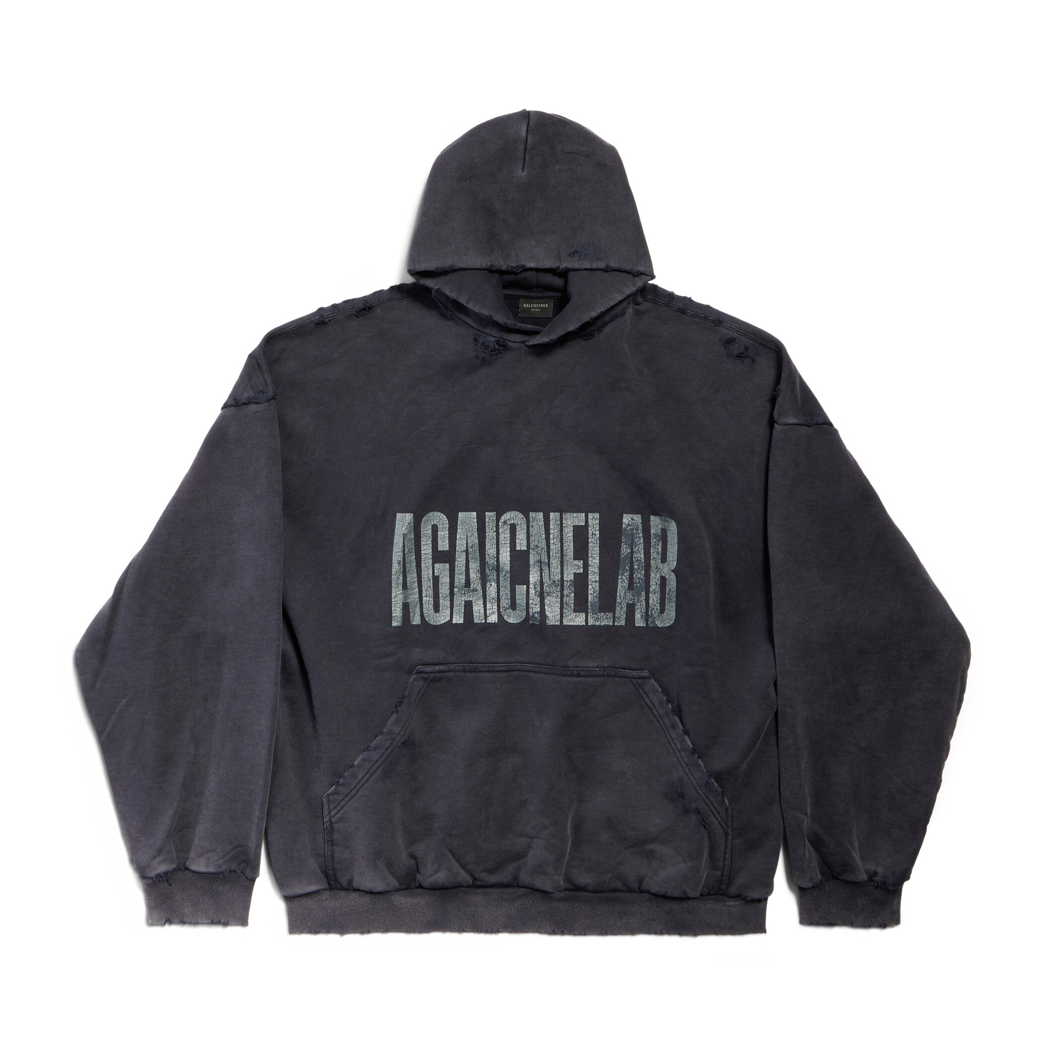 NIGO Balenciaga Men's Spring and Autumn Gray Letter Printed Loose Hooded Drop Shoulder Long Sleeve Sweatshirt #nigo73323