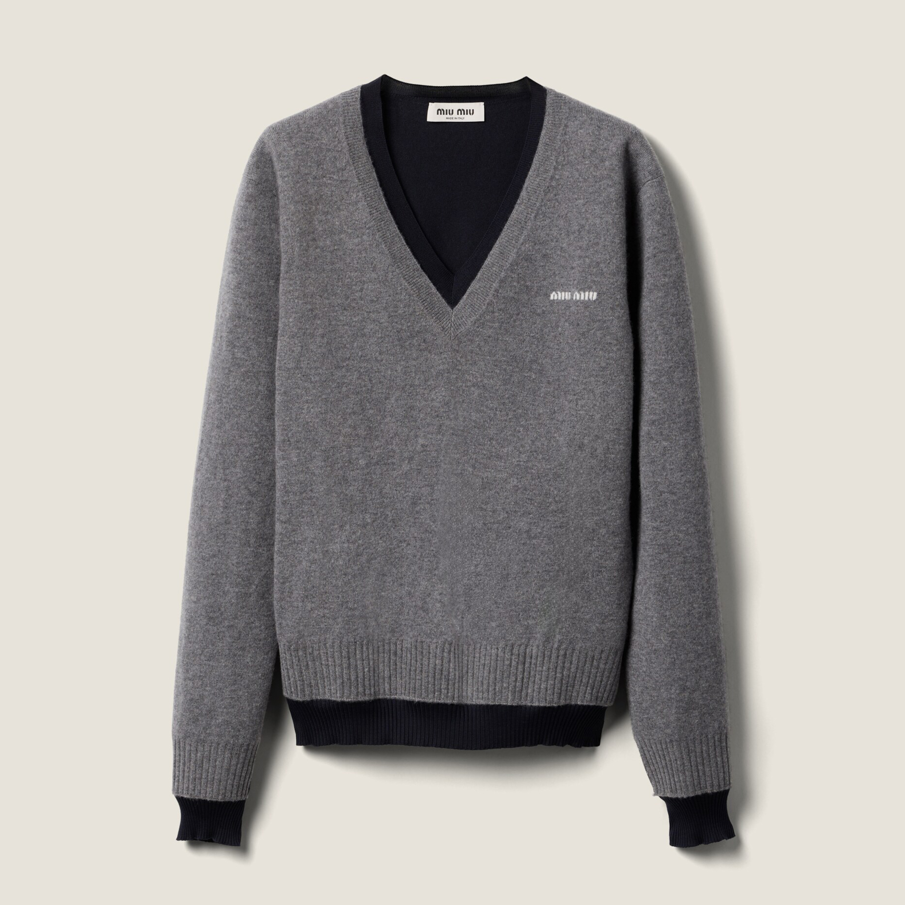 NIGO MiuMiu Women's Spring and Autumn Letter Printed V-Neck Casual Long Sleeve Cashmere Sweater Top #nigo73327