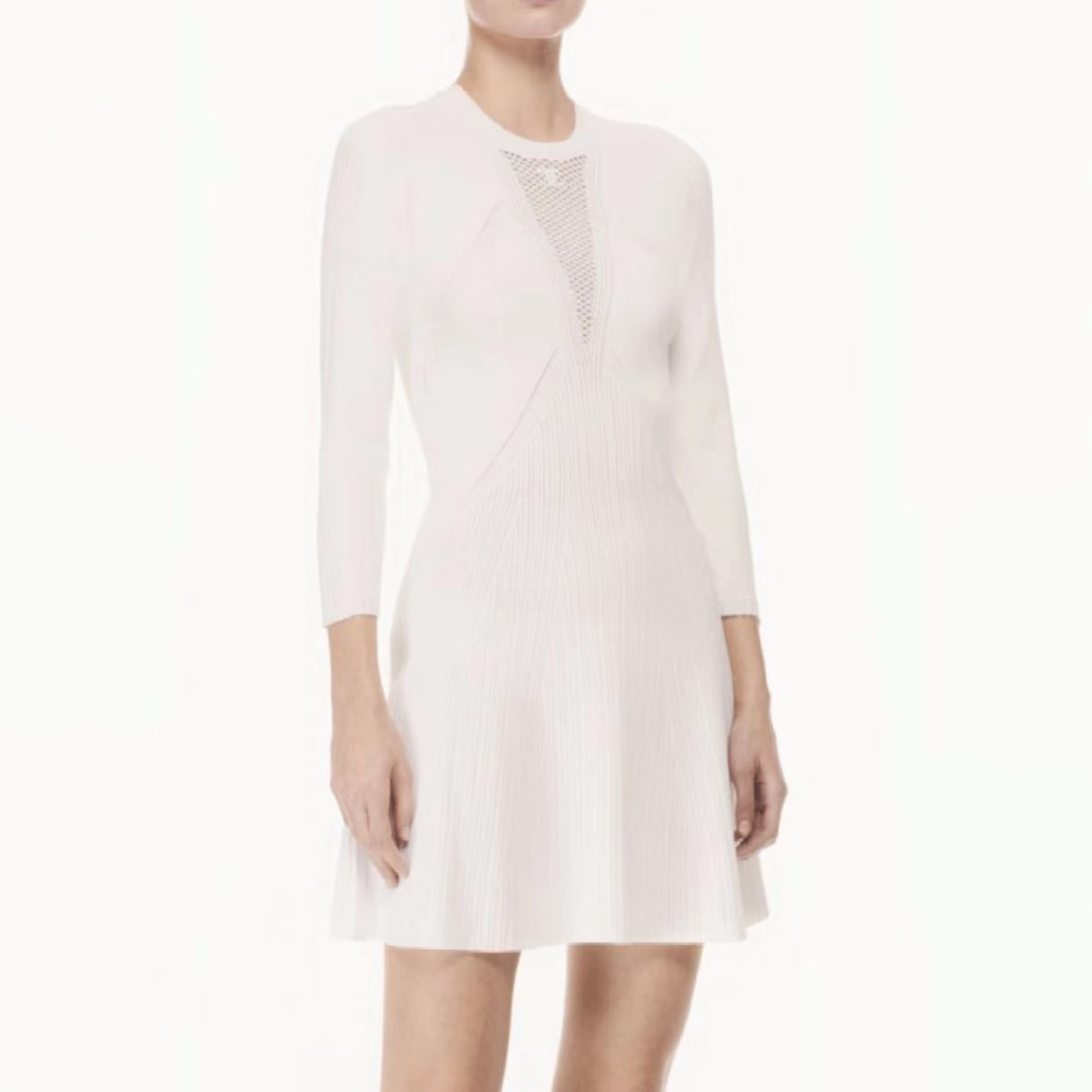 NIGO Chanel Women's Spring/Summer Solid Color Hollow Knit Long Sleeve Dresses #nigo73328