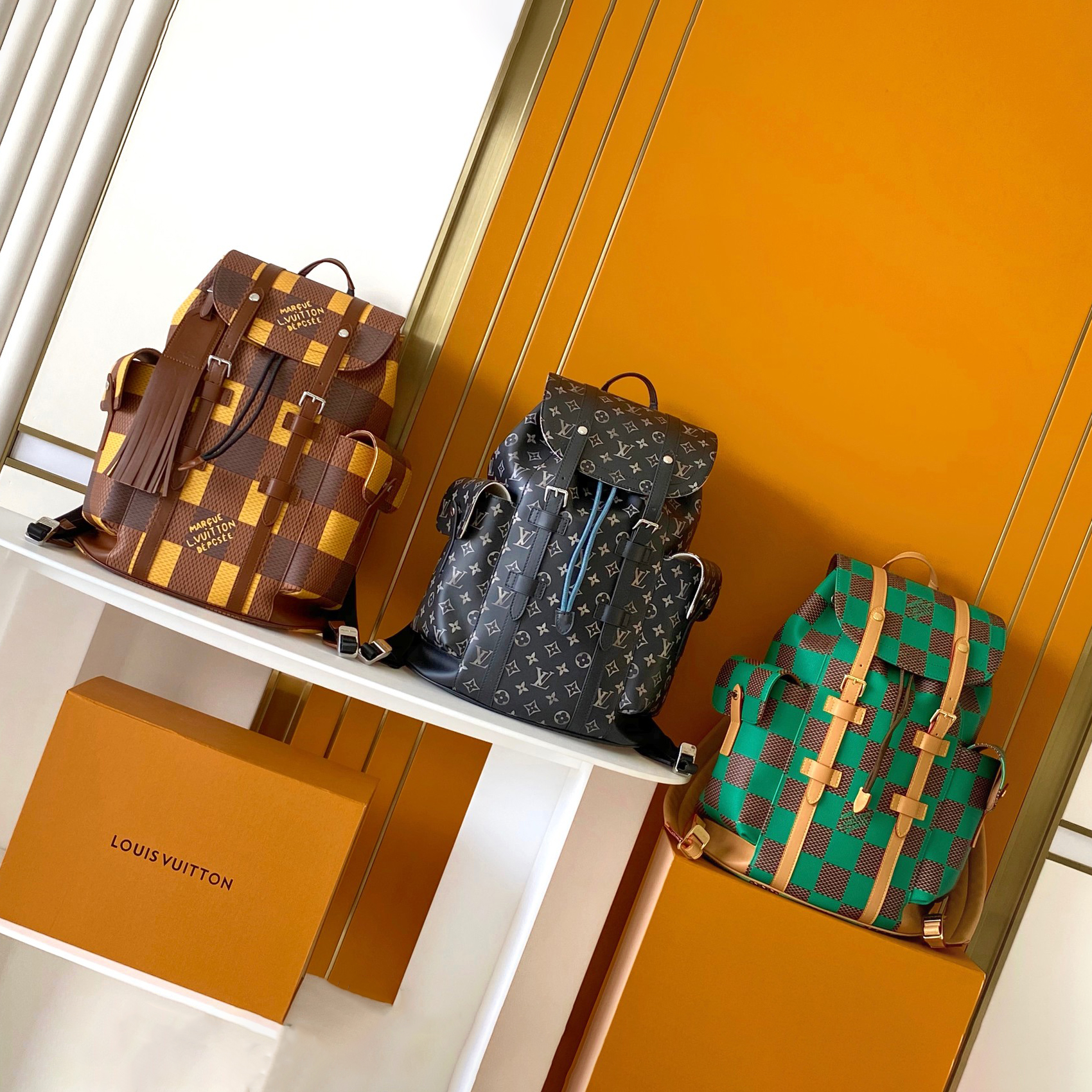 NIGO Louis Vuitton CHRISTOPHER Men's Logo Printed Drawstring Flap Closure Cowhide Leather Backpack Shoulder Bag Bags #nigo73337