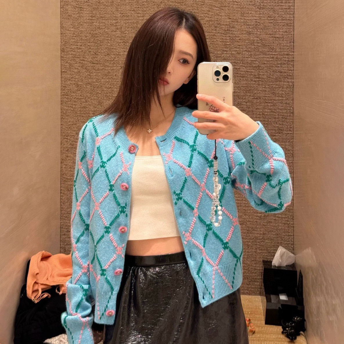 NIGO Chanel Women's Spring And Fall Shirt Logo Jacquard Letters Single-breasted Wool Knit Sweater Jacket #nigo73326