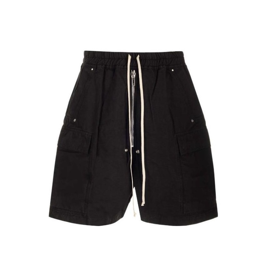 NIGO Rick Owens Men's Summer High Street Elastic Waist Tie Straight Solid Color Casual Nylon Shorts #nigo71641