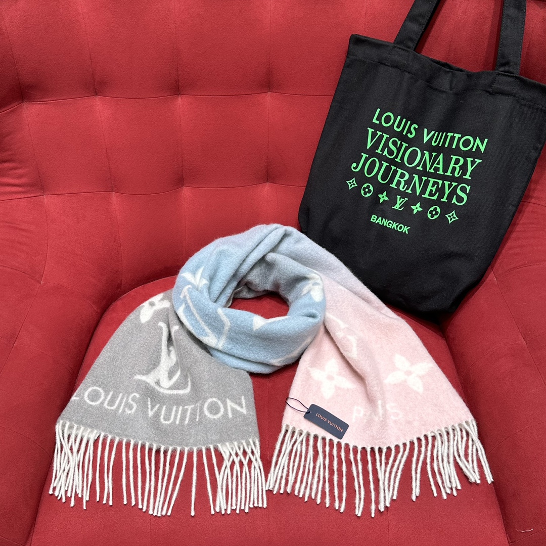 NIGO Louis Vuitton Women's Autumn and Winter Monogrammed Double Sided Cashmere Scarf #nigo73349