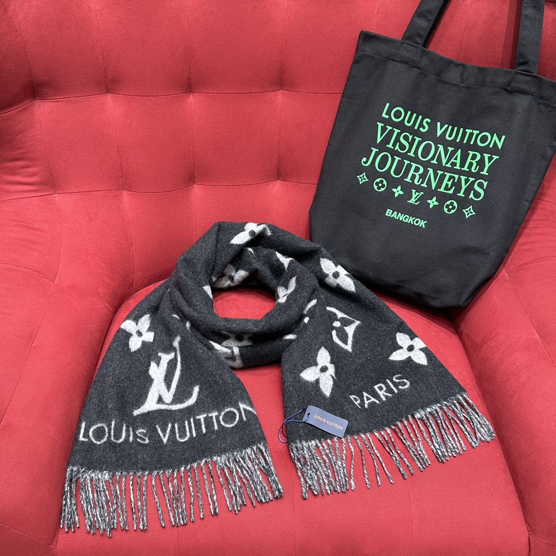 NIGO Louis Vuitton Women's Autumn and Winter Monogrammed Double Sided Cashmere Scarf #nigo73349